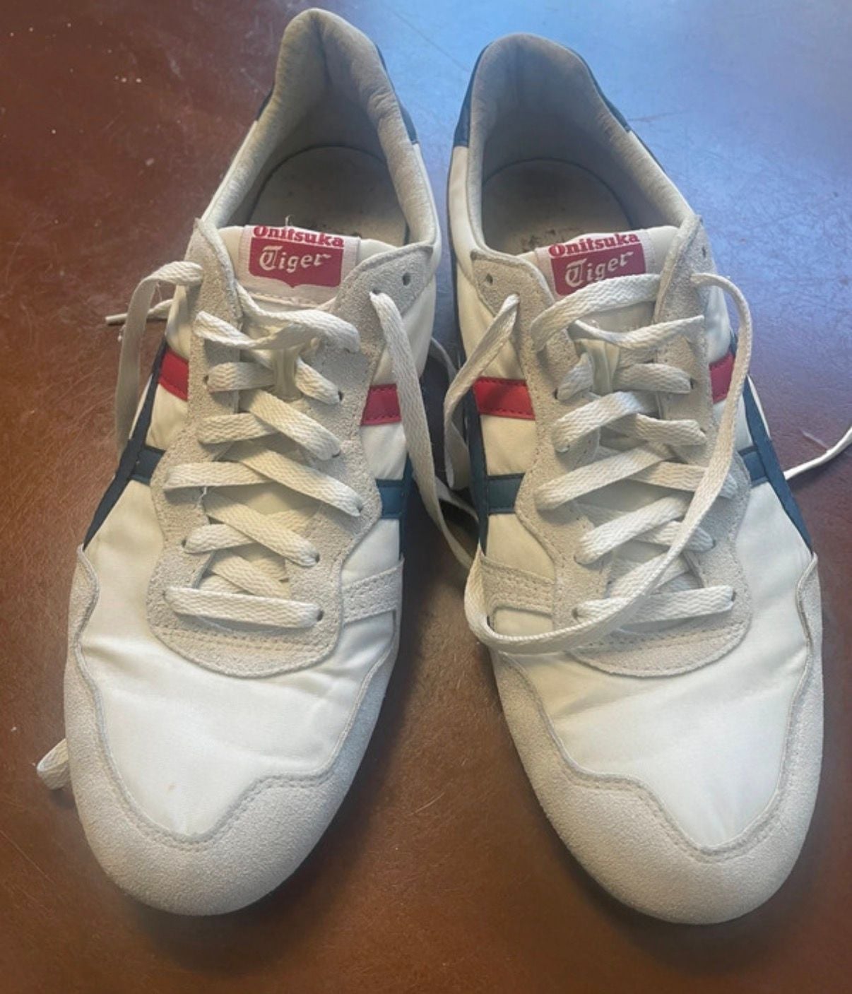 Onitsuka Tiger Serrano Size 10.5 White Blue Red Sneakers D109L 5