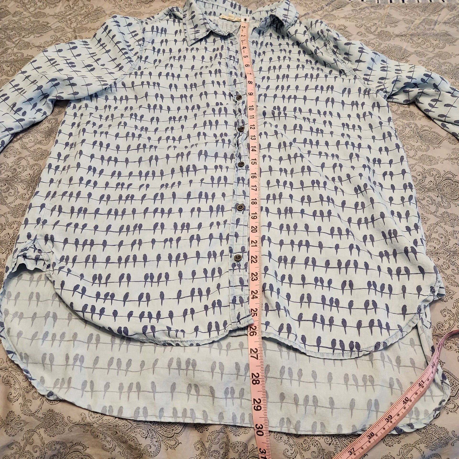 Soft material plus size Bird Print Shirt button up 9