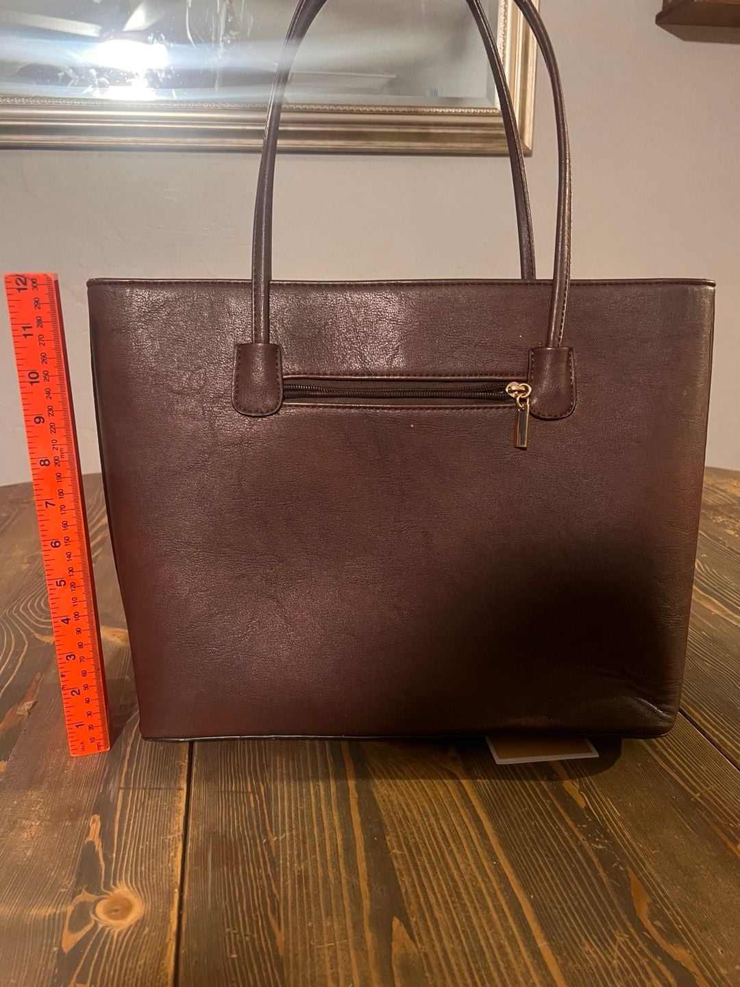 Michael Kors Bow Tote Bag Brown Faux Leather Shoulder Handbag 3