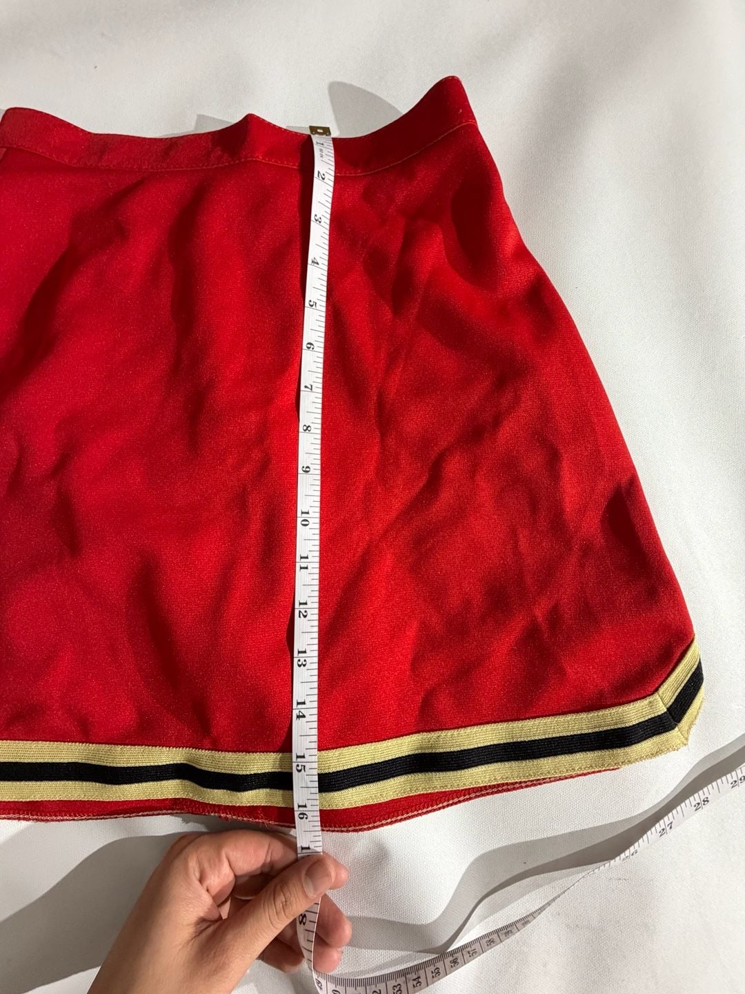 Varsity Spirit Red Black Gold Striped Cheer Skirt Size 6-14 3