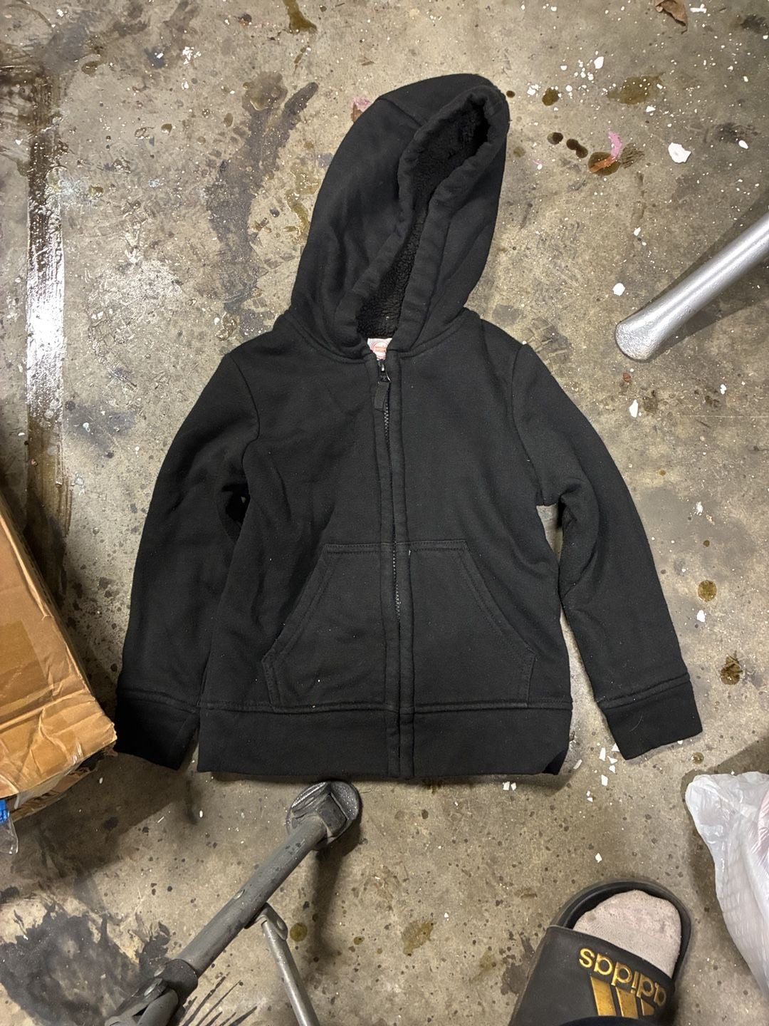 Wonder Nation Sherpa Lined Zip Hoodie Size XS 4-5 Black 2