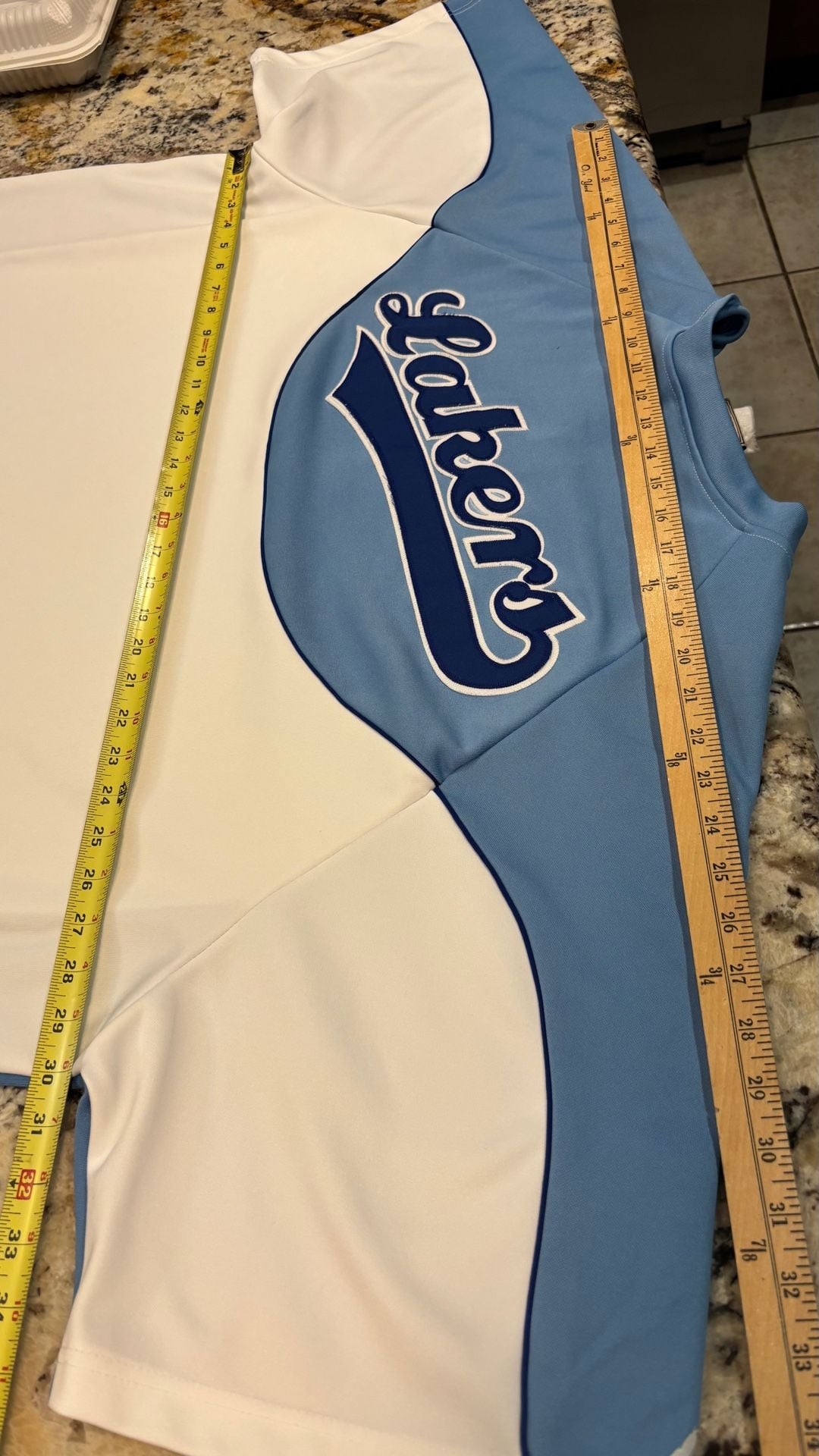 Majestic Hardwood Classics Los Angeles Lakers 1/4 Zip Jersey Blue White size 3xl 6