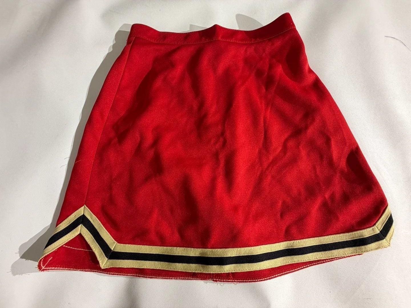 Varsity Spirit Red Black Gold Striped Cheer Skirt Size 6-14 2