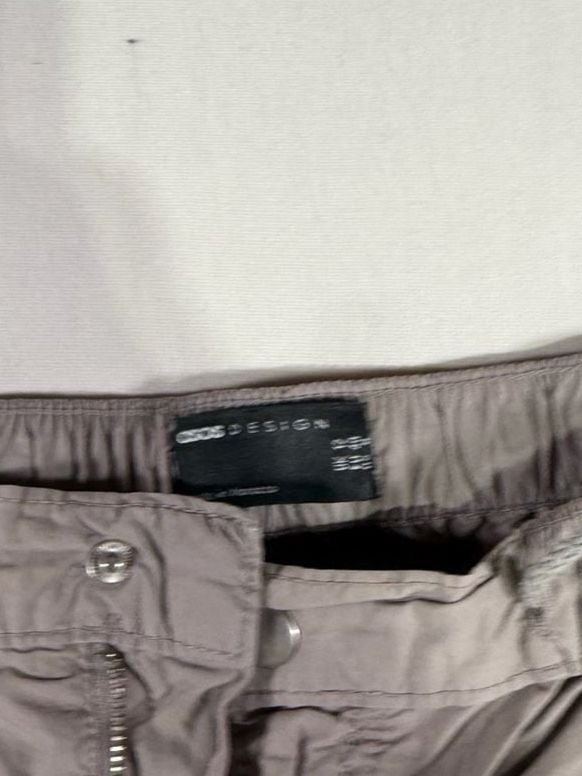 ASOS Design Parachute Pants Size 32/30 Taupe Utility Cargo Drawstring 4