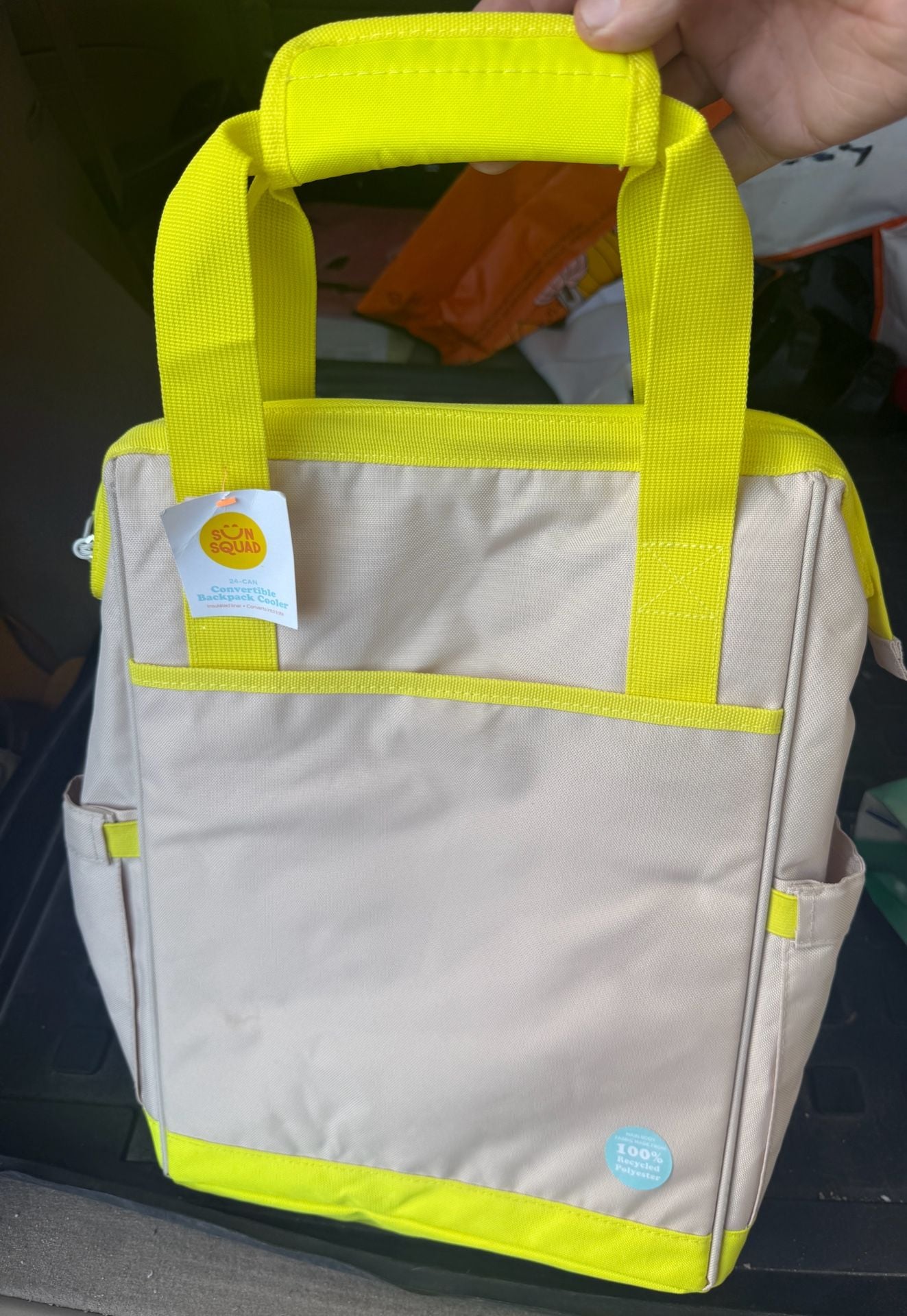 Sun Squad 24-Can Convertible Backpack Cooler Beige Yellow 2