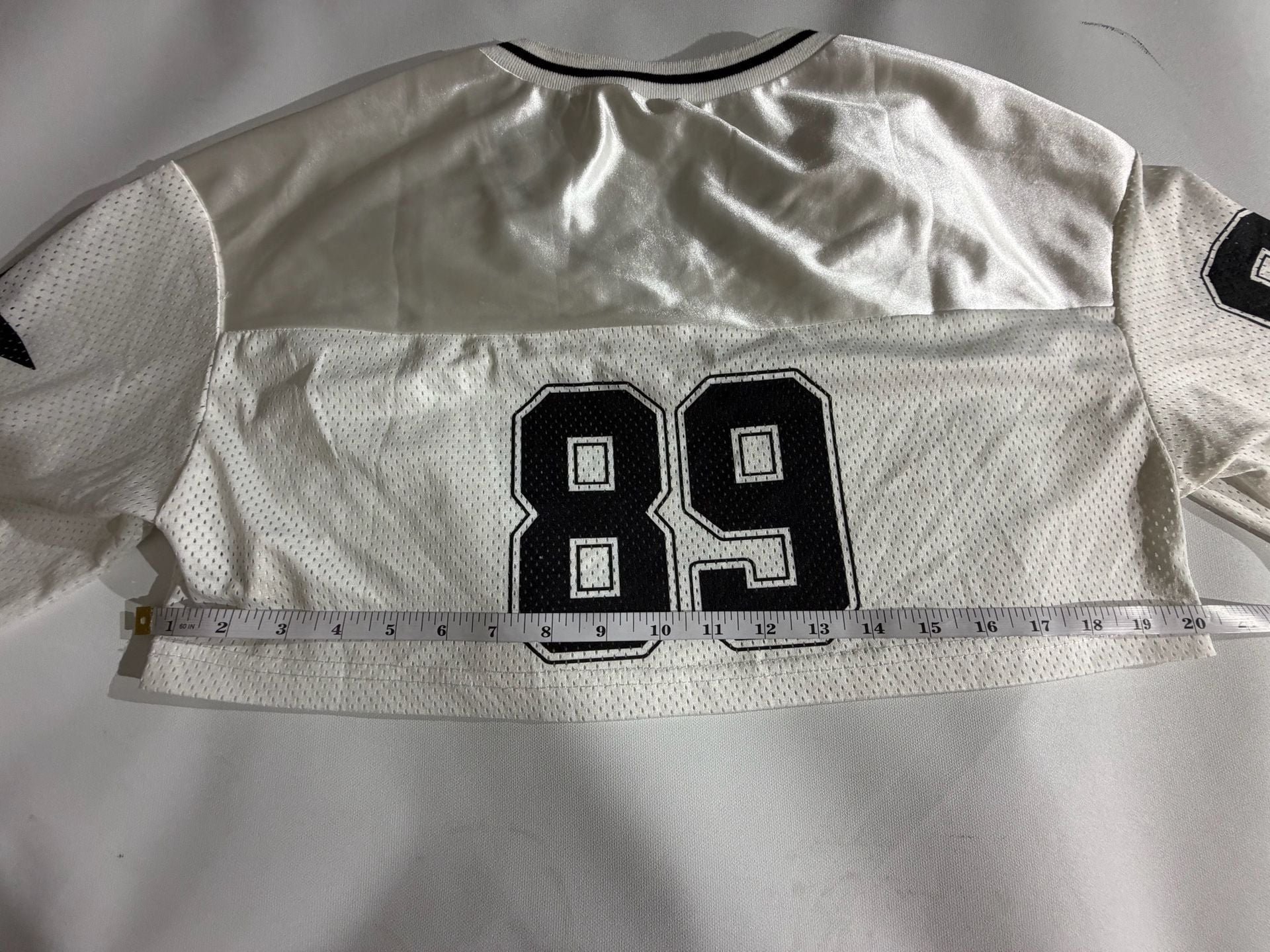 SHEIN White Mesh Graphic Football Jersey Crop Top Size XS 2 10