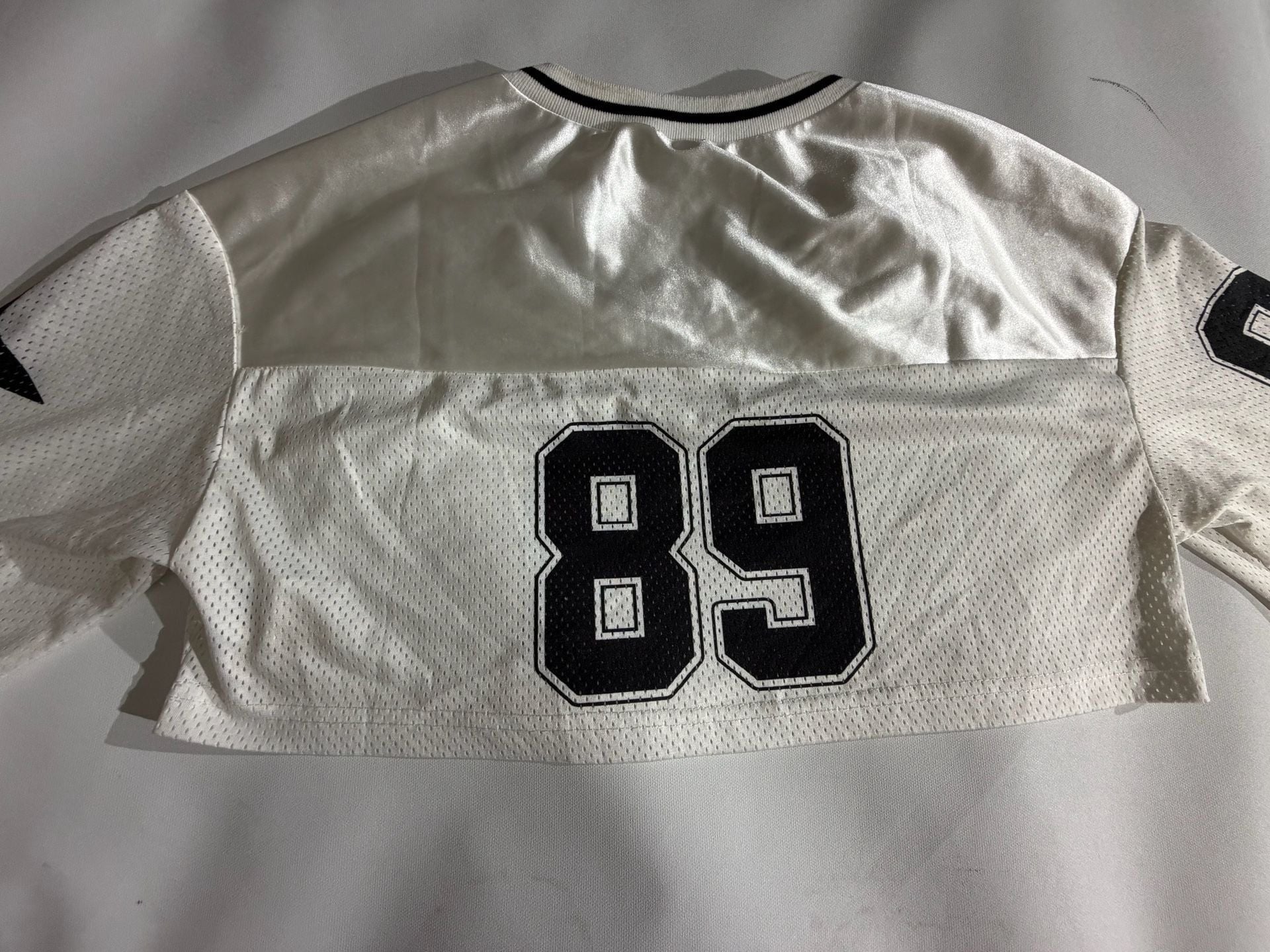 SHEIN White Mesh Graphic Football Jersey Crop Top Size XS 2 8