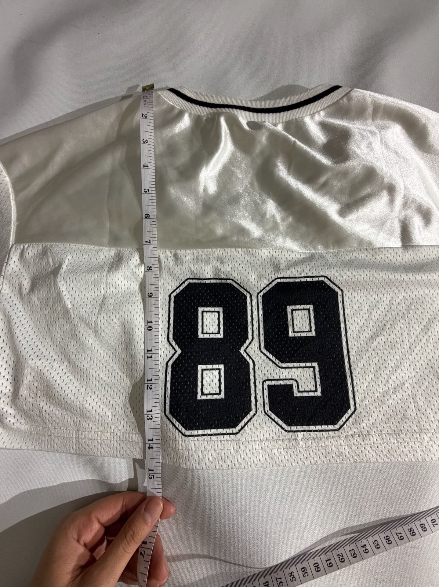 SHEIN White Mesh Graphic Football Jersey Crop Top Size XS 2 9