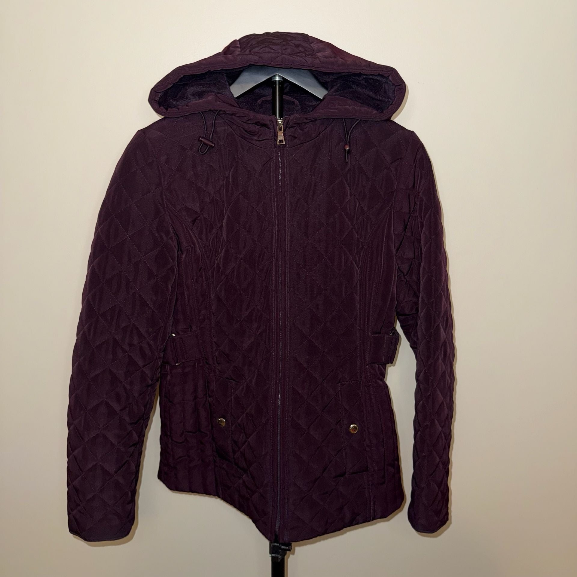 Vintage Y2K Esprit Quilted Hooded Jacket Women’s Plum-S 2