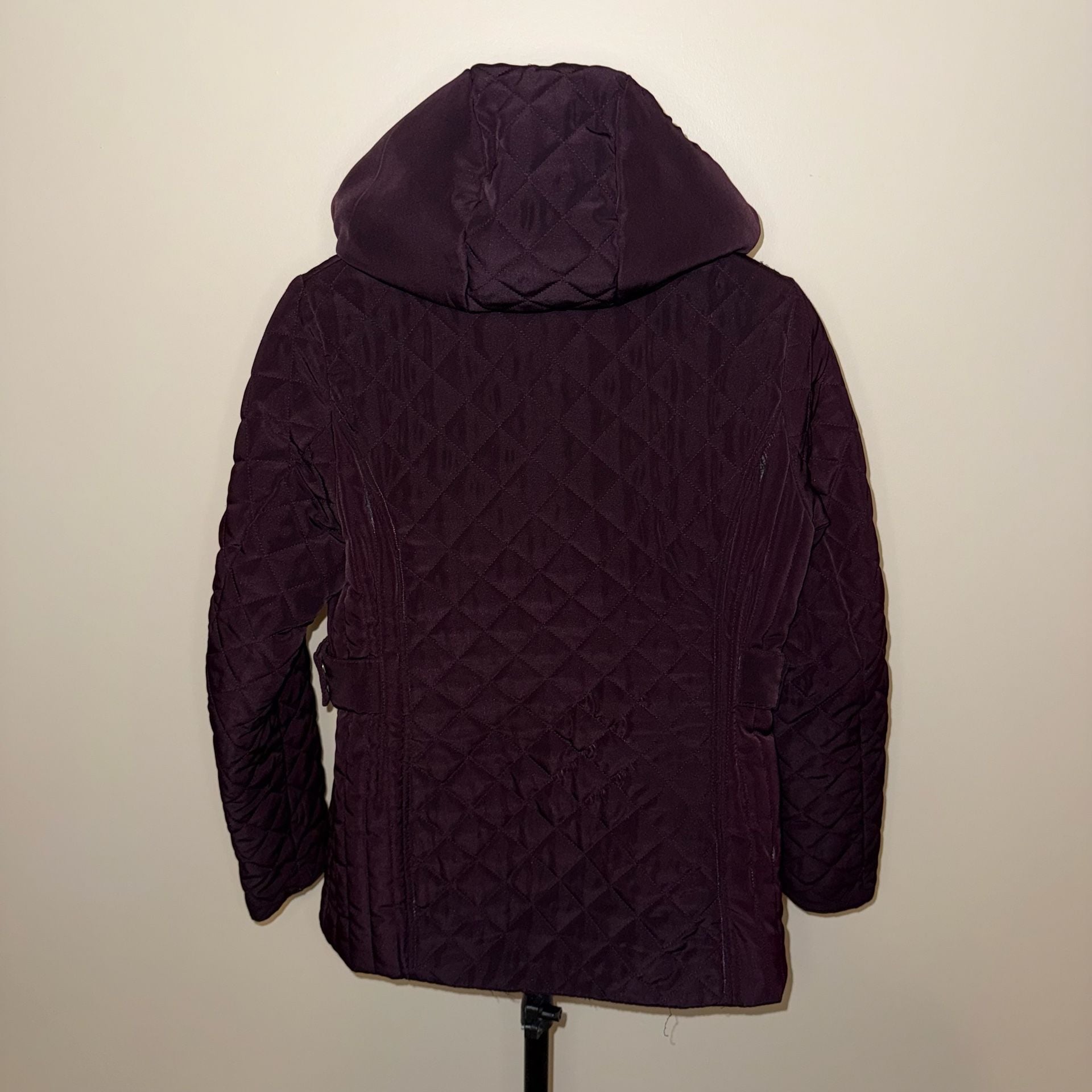 Vintage Y2K Esprit Quilted Hooded Jacket Women’s Plum-S 3