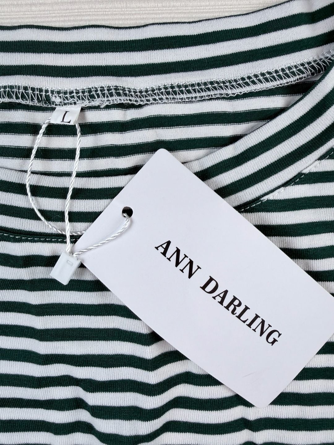 Ann Darling Striped Dress Size L Green White Short Sleeve T-Shirt Dress 4