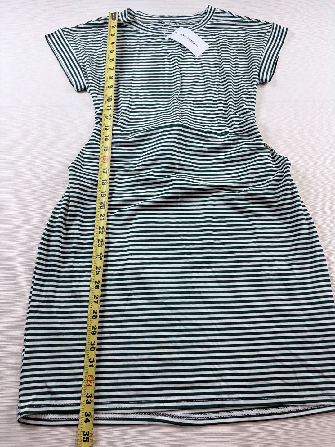 Ann Darling Striped Dress Size L Green White Short Sleeve T-Shirt Dress 6