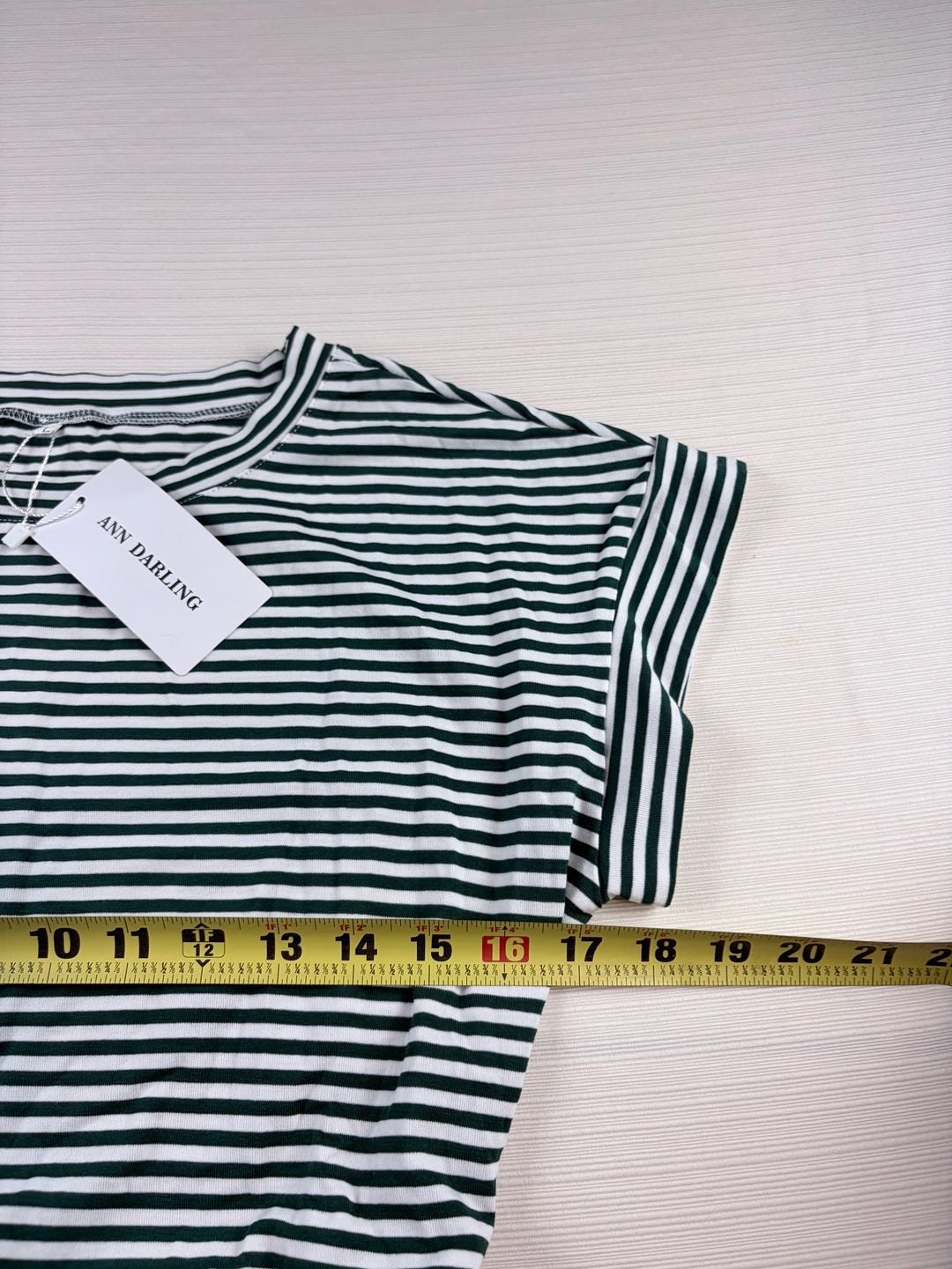 Ann Darling Striped Dress Size L Green White Short Sleeve T-Shirt Dress 7