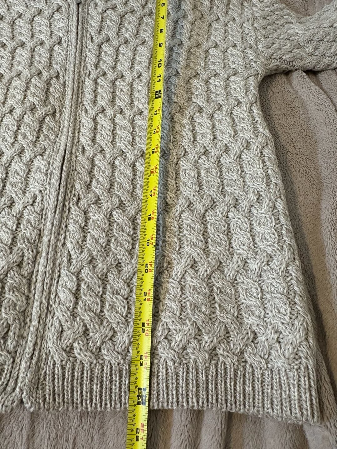 Aran Crafts Full Zip Hooded Sweater Size M Merino Wool 8