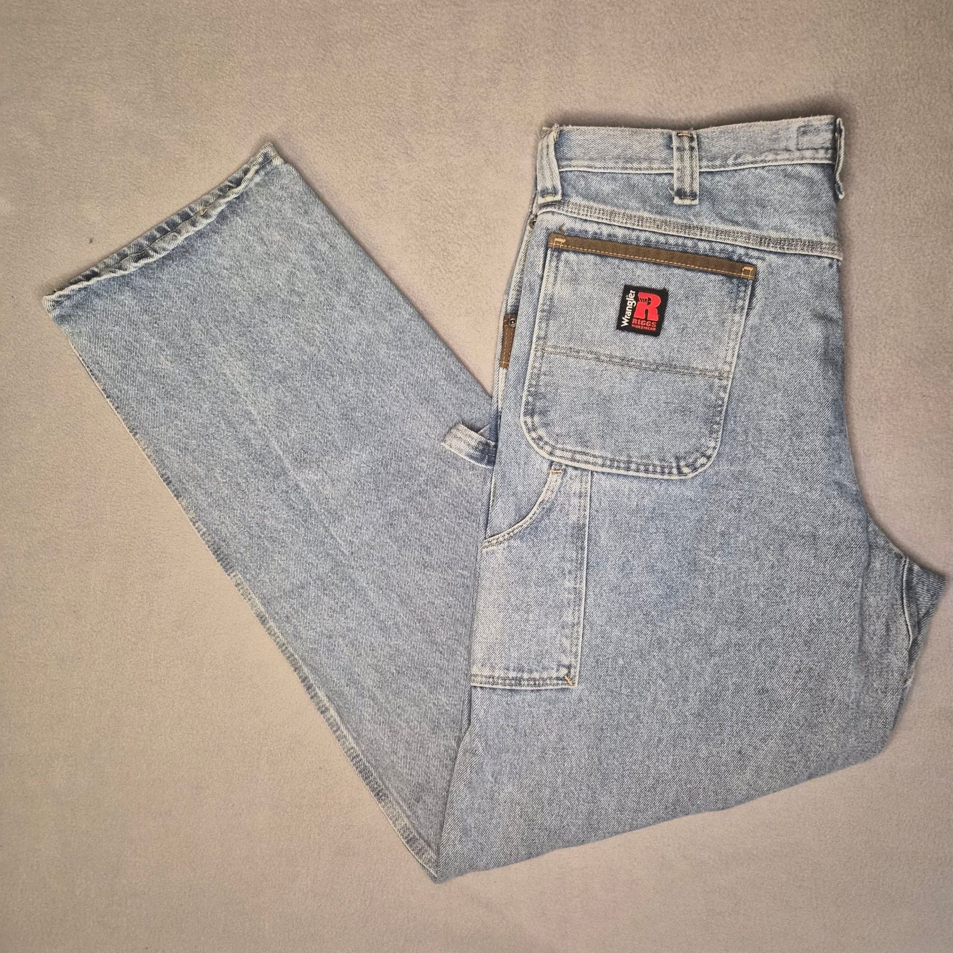 Wrangler Riggs Workwear Carpenter Jeans Light blue Wash mens size 38x36 2