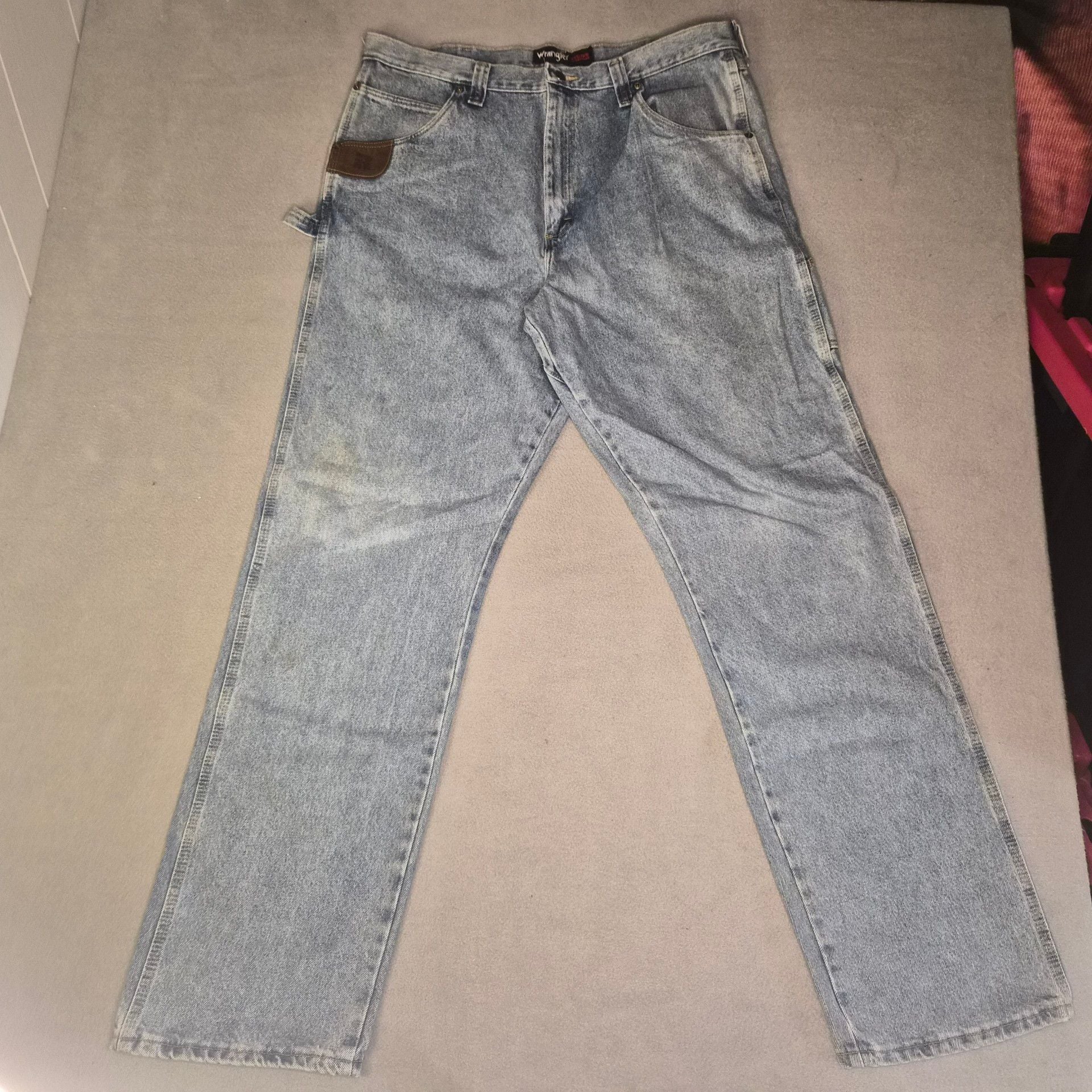 Wrangler Riggs Workwear Carpenter Jeans Light blue Wash mens size 38x36 4