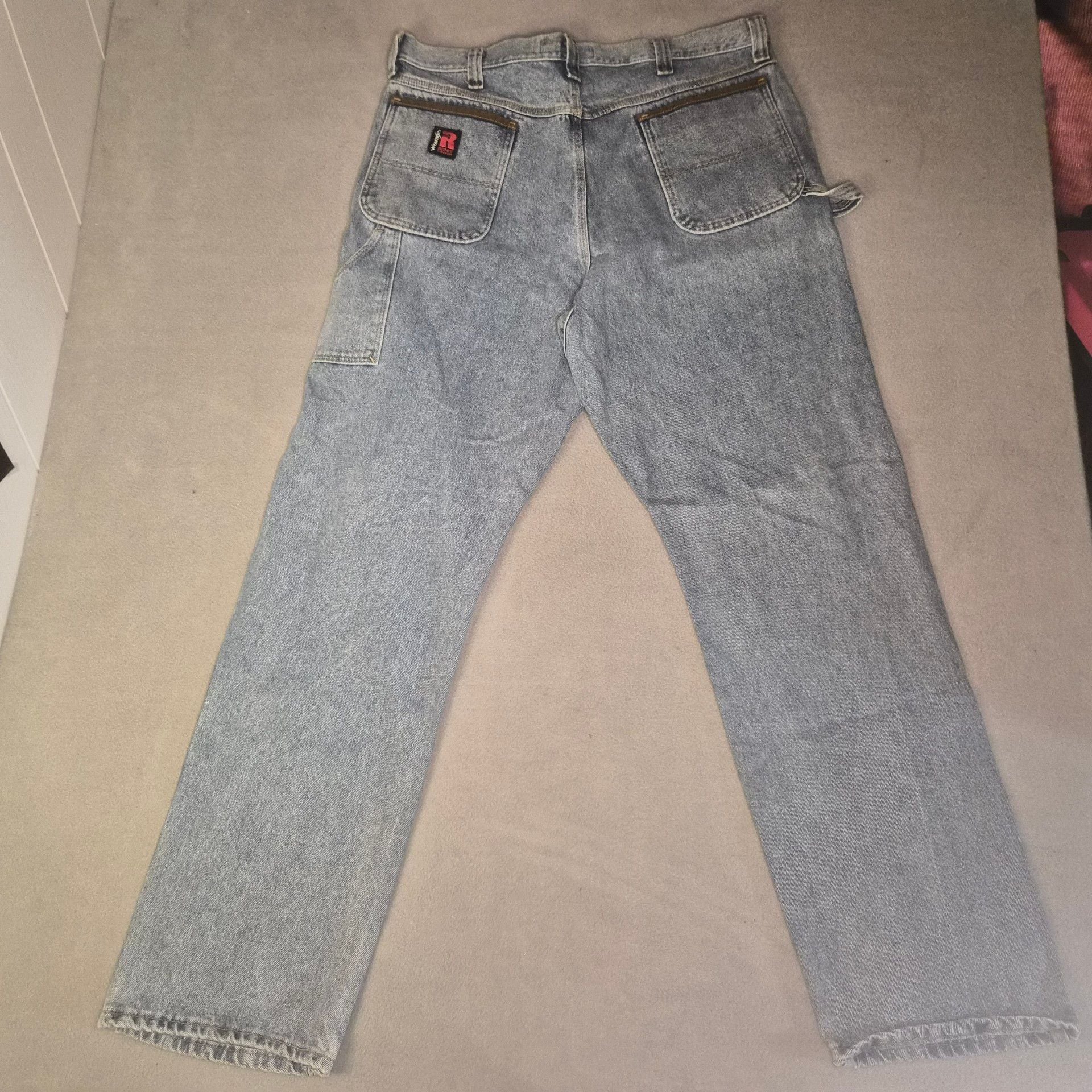 Wrangler Riggs Workwear Carpenter Jeans Light blue Wash mens size 38x36 9