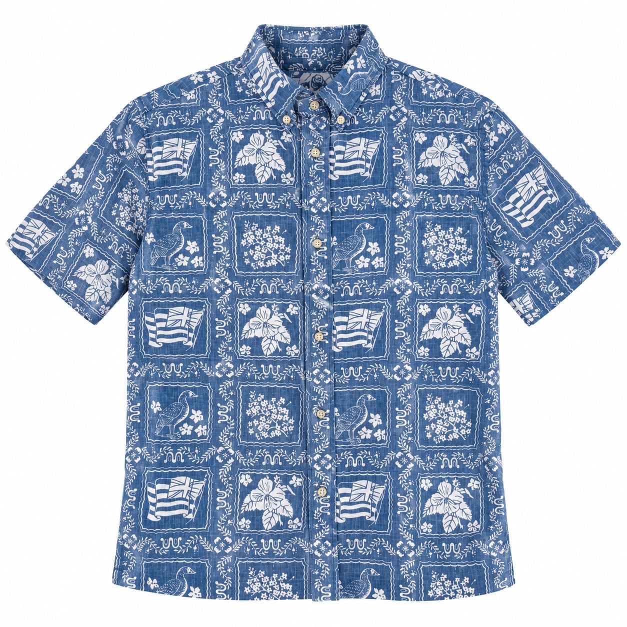 Reyn Spooner Hawaiian Shirt Size XL Blue White Bandana Print Short Sleeve 2