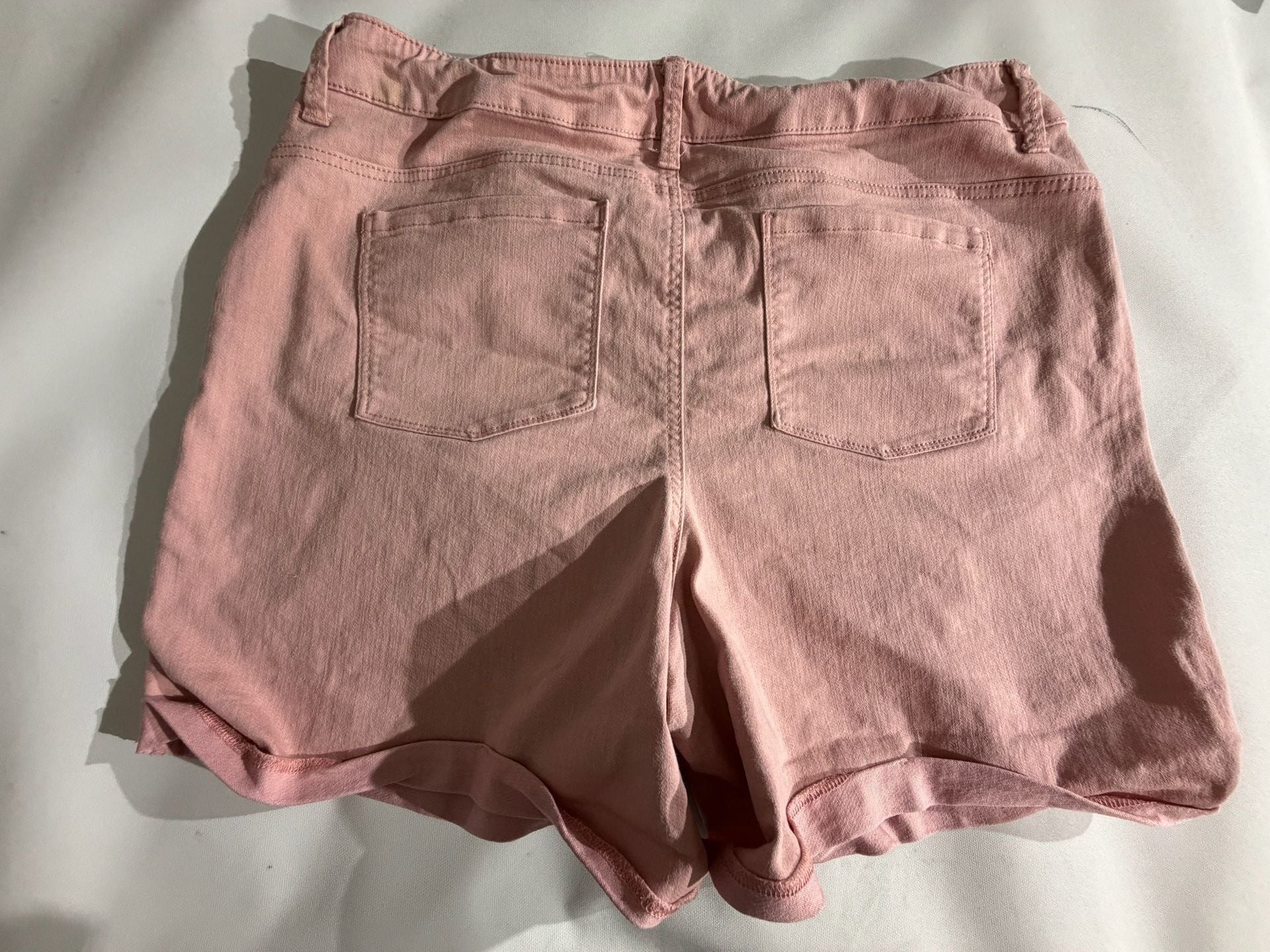 Time and Tru Pink Cuffed Elastic Waist Denim Shorts Size XL 16-18 7