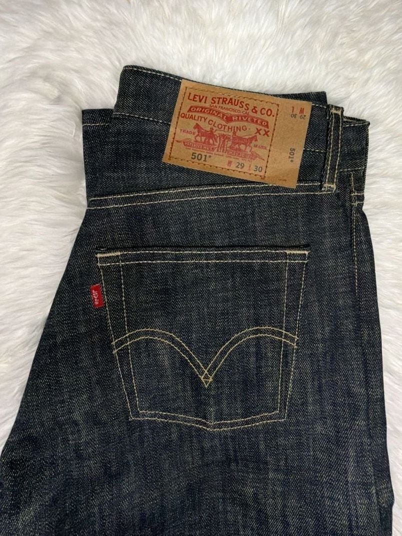 Levi's 501 Straight Leg Jeans 29x30 Dark Wash Denim 3