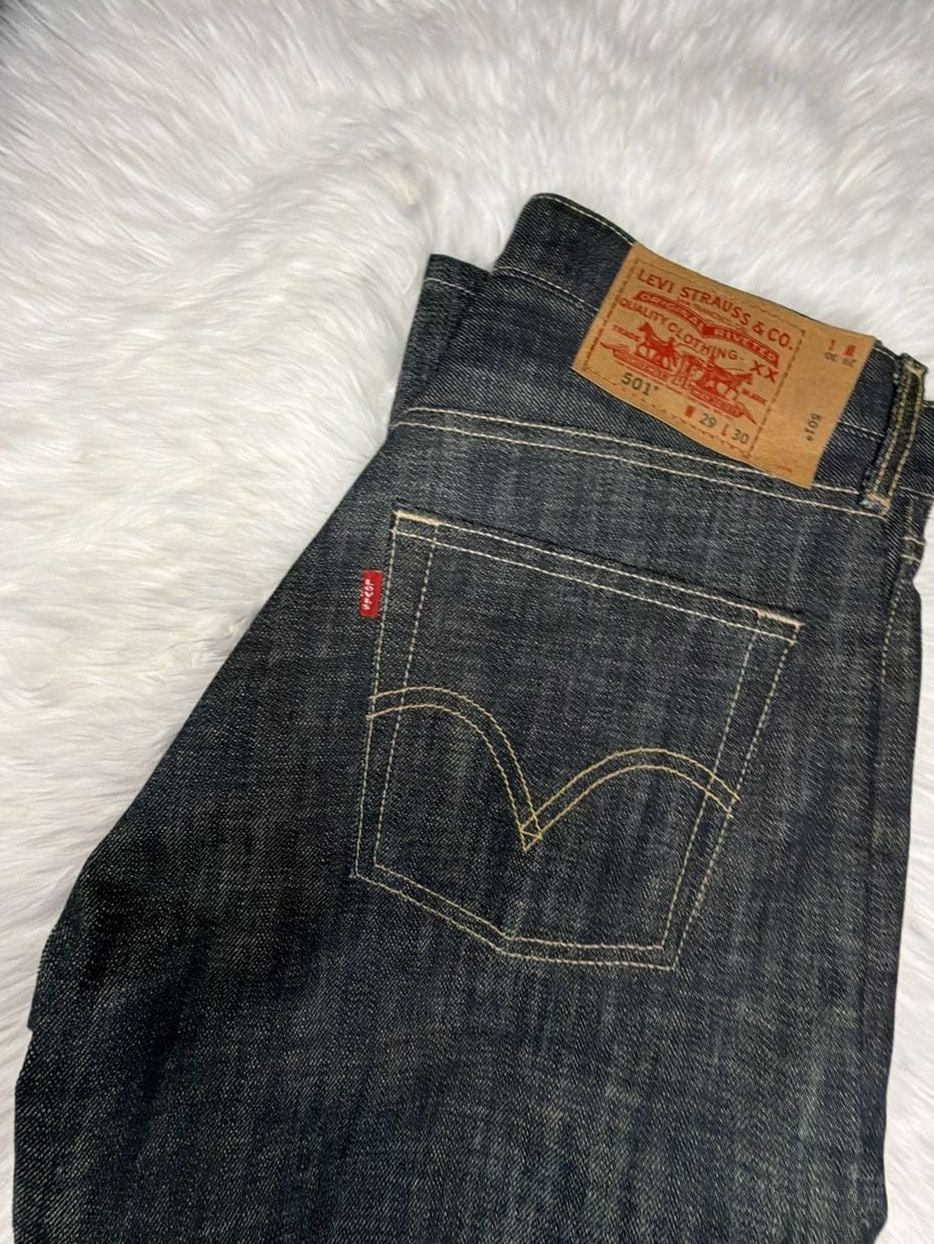 Levi's 501 Straight Leg Jeans 29x30 Dark Wash Denim 4
