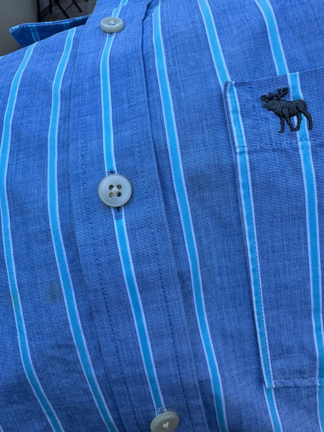 Abercrombie & Fitch Muscle Button Down Shirt Size XXL Blue Striped 9