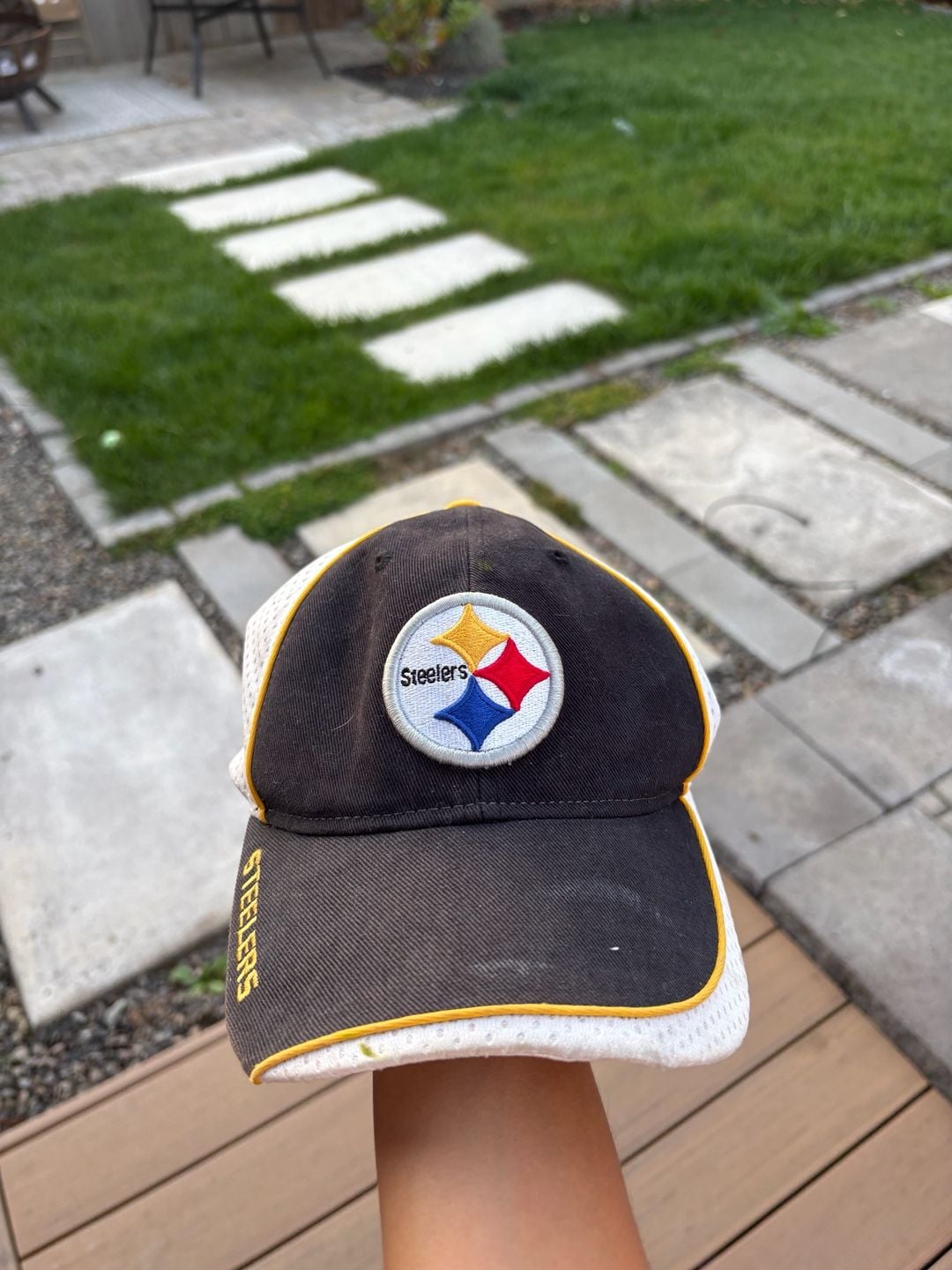 Reebok NFL Pittsburgh Steelers Hat Black White Mesh Strapback 2