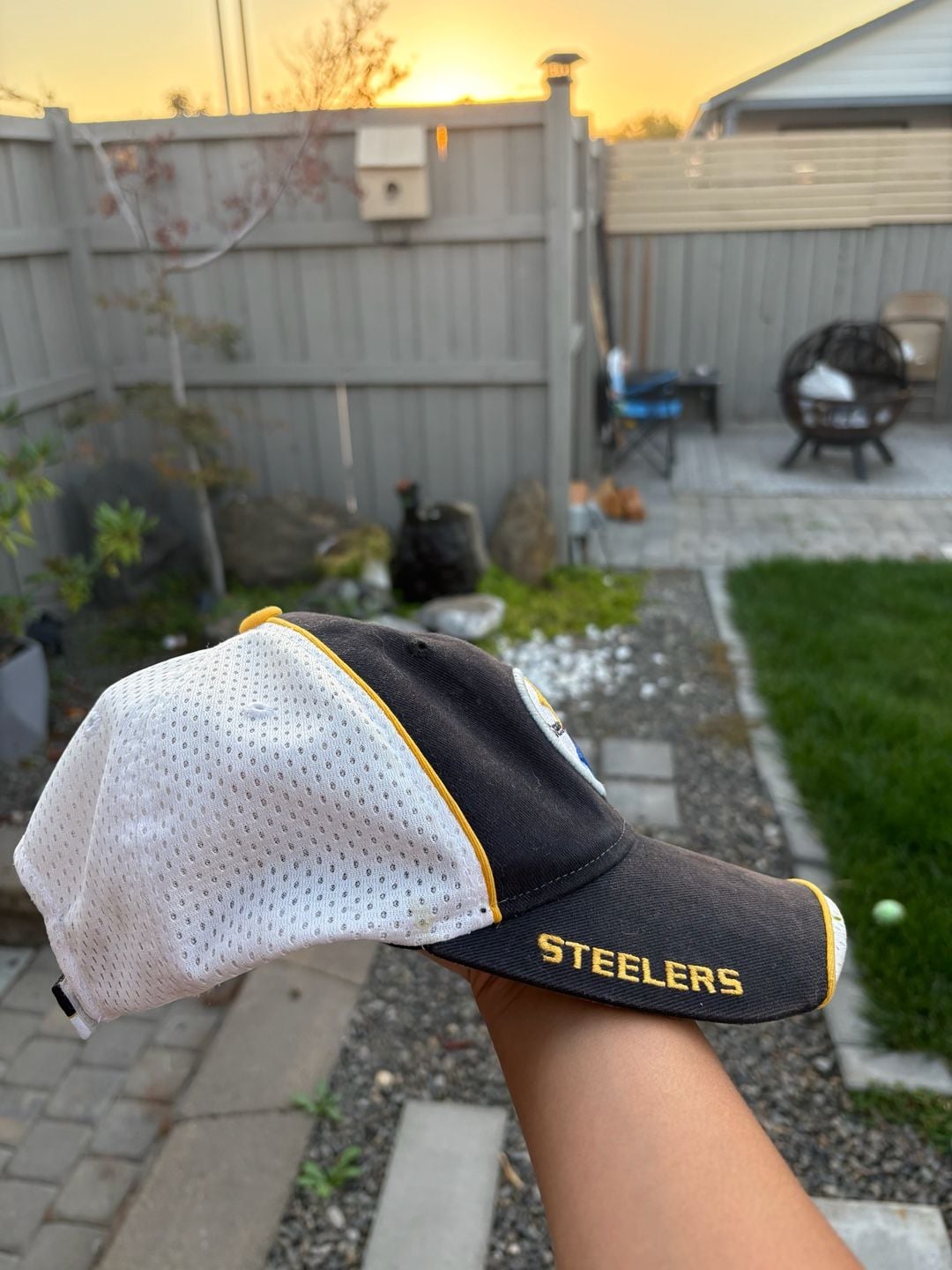 Reebok NFL Pittsburgh Steelers Hat Black White Mesh Strapback 3