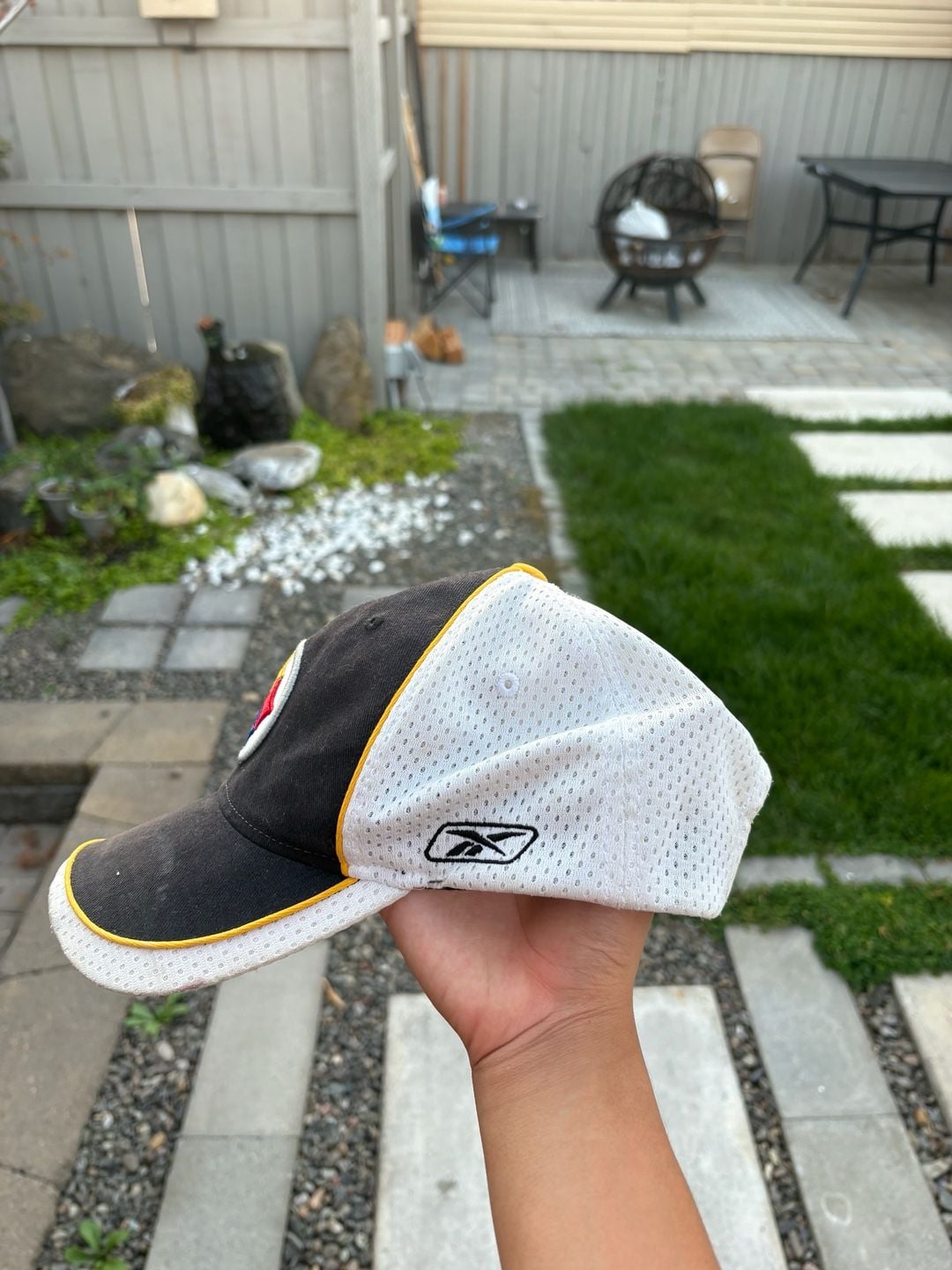 Reebok NFL Pittsburgh Steelers Hat Black White Mesh Strapback 4