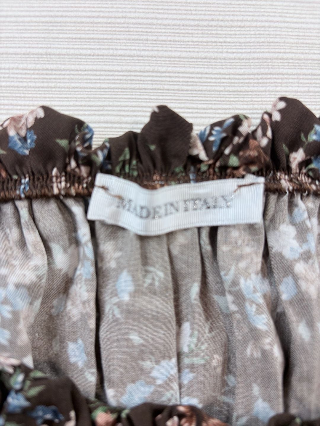 Made In Italy Floral Maxi Dress Brown Off Shoulder Size M 4