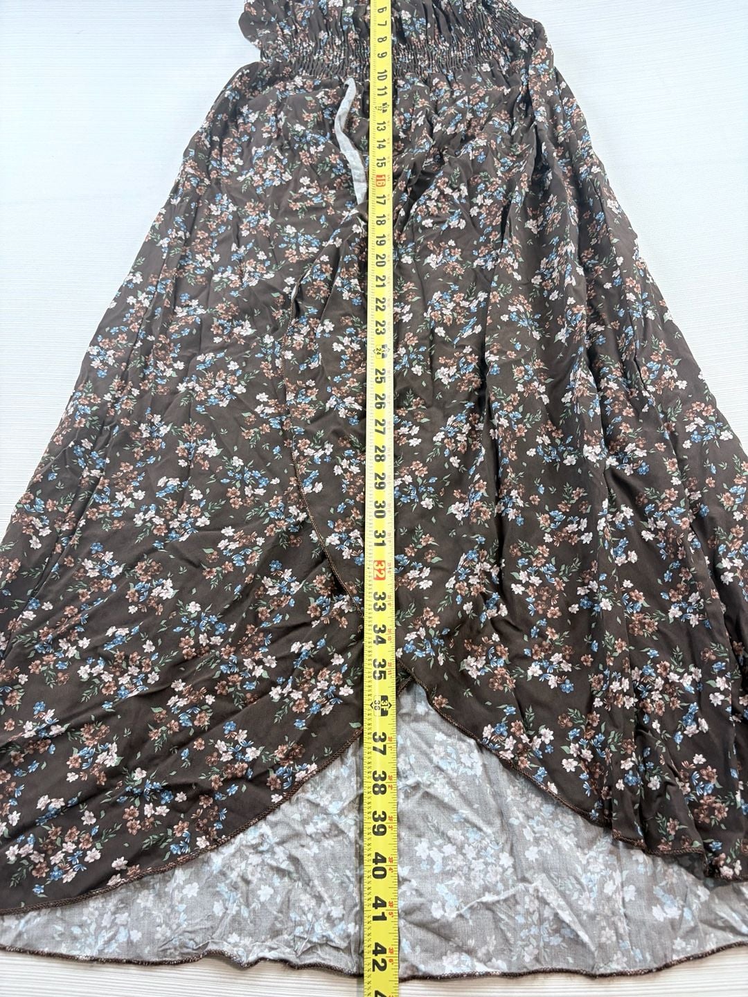 Made In Italy Floral Maxi Dress Brown Off Shoulder Size M 7