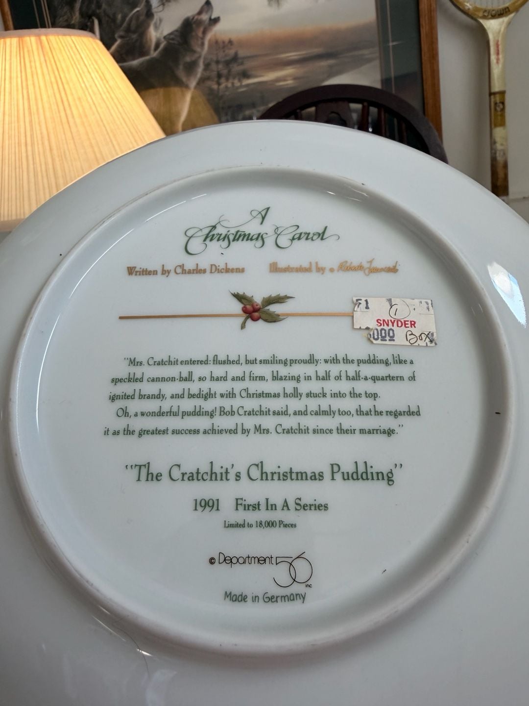Department 56 A Christmas Carol The Cratchit's Christmas Pudding Plate 1991 2
