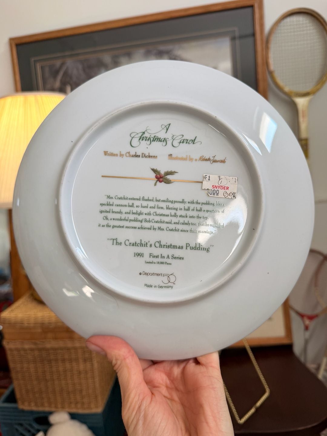 Department 56 A Christmas Carol The Cratchit's Christmas Pudding Plate 1991 4