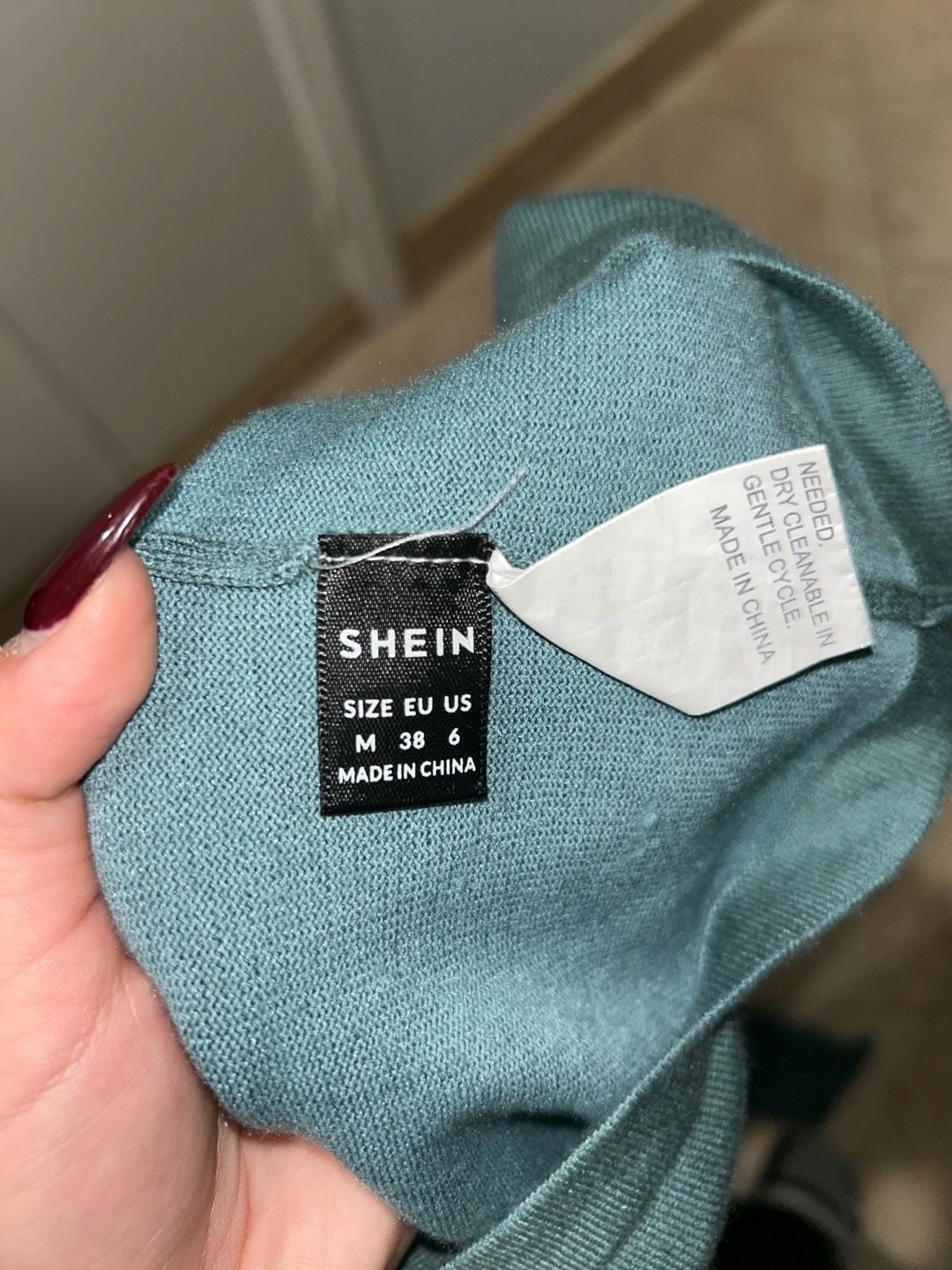 SHEIN Mock Neck Sweater Dress Size M Green Long Sleeve Midi 6
