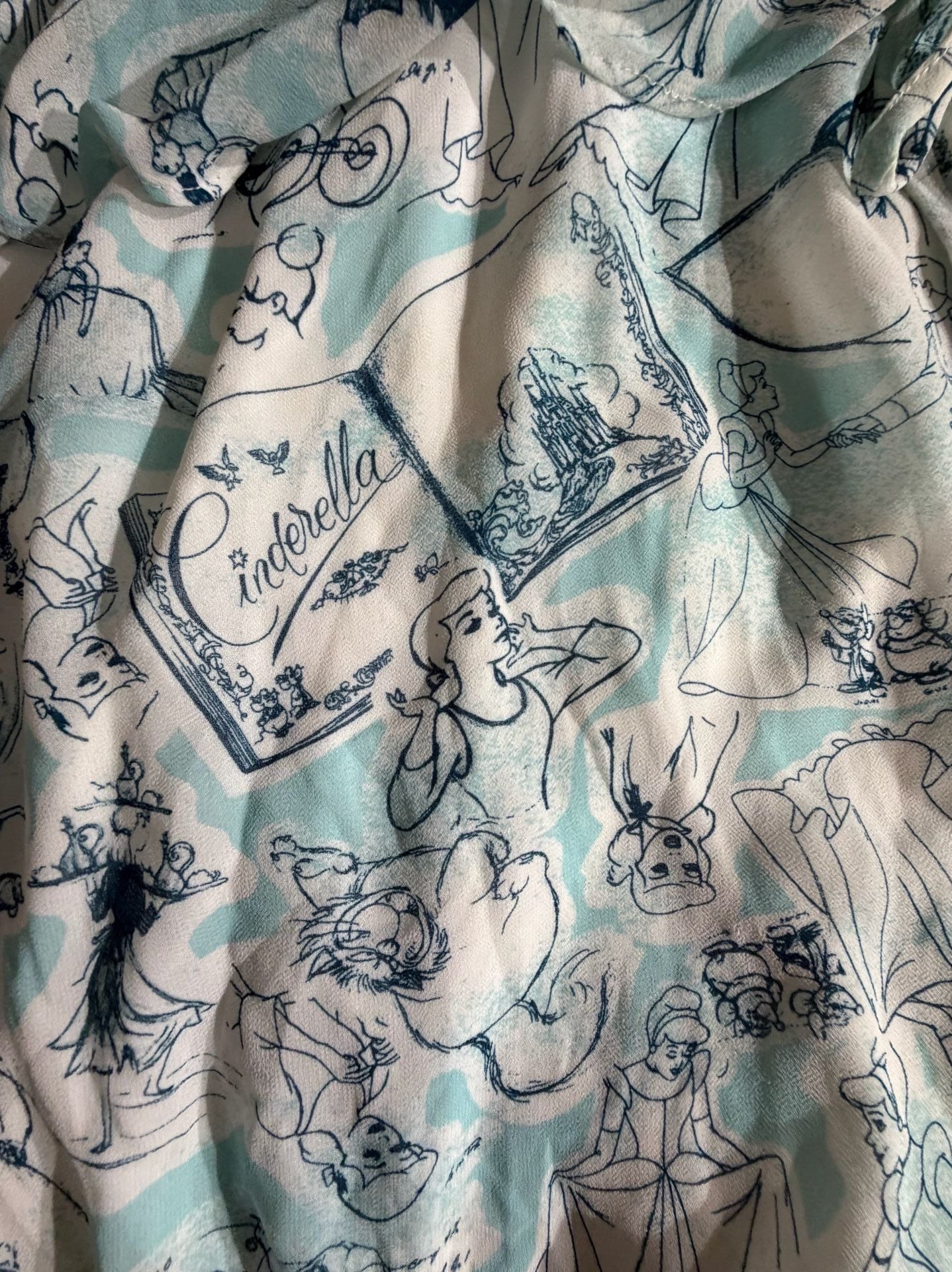 Disney Princess Cinderella Blue White Cold Shoulder Top Size 2 5
