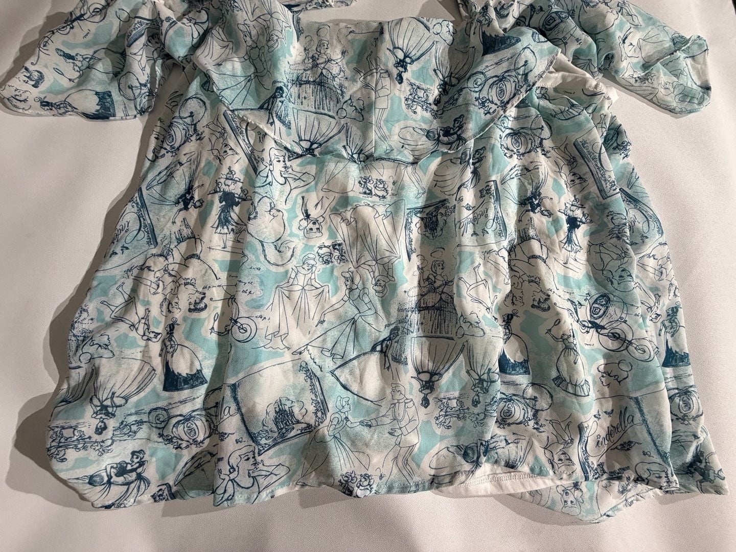 Disney Princess Cinderella Blue White Cold Shoulder Top Size 2 8