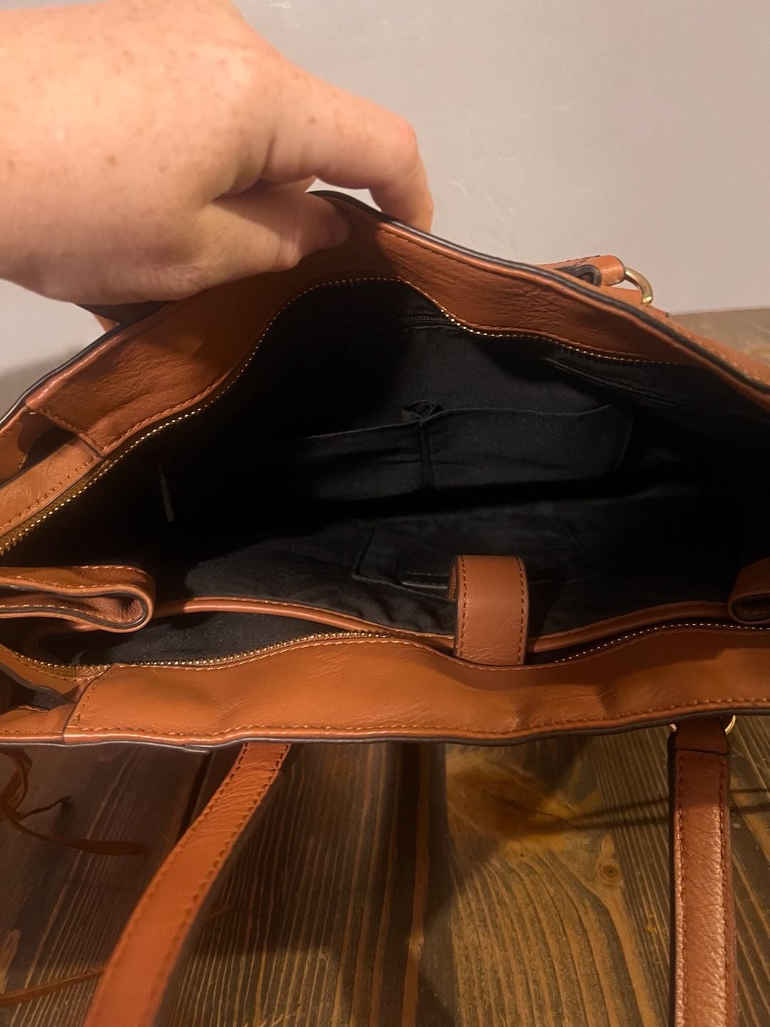 Rebecca Minkoff Always On Side Zip Regan Tote Brown Leather 4