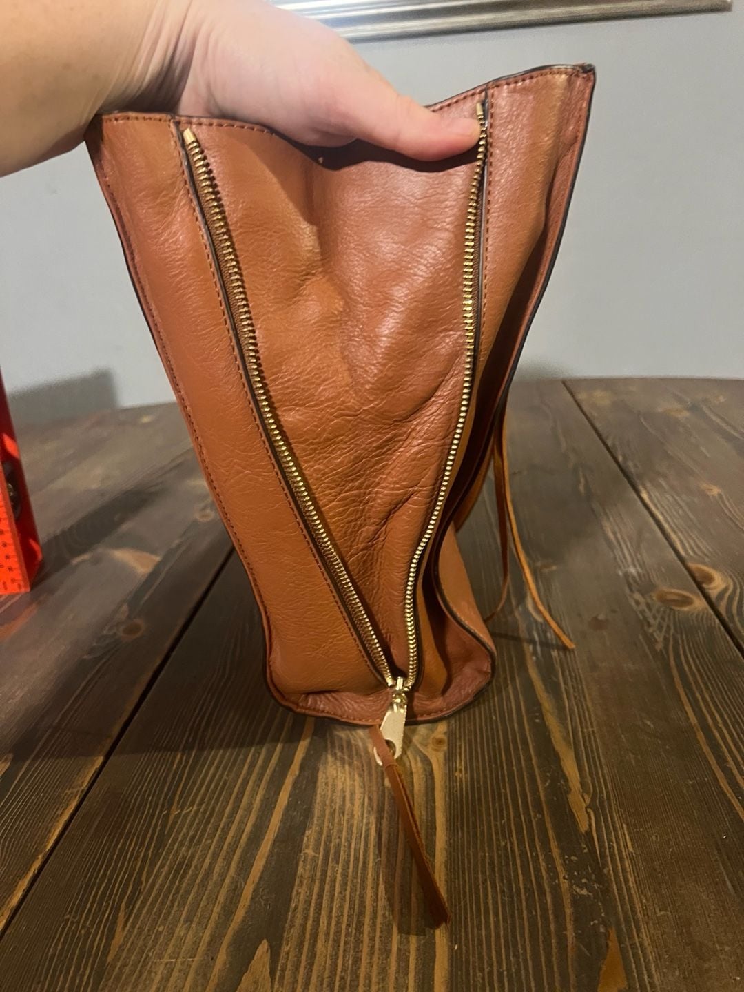 Rebecca Minkoff Always On Side Zip Regan Tote Brown Leather 5