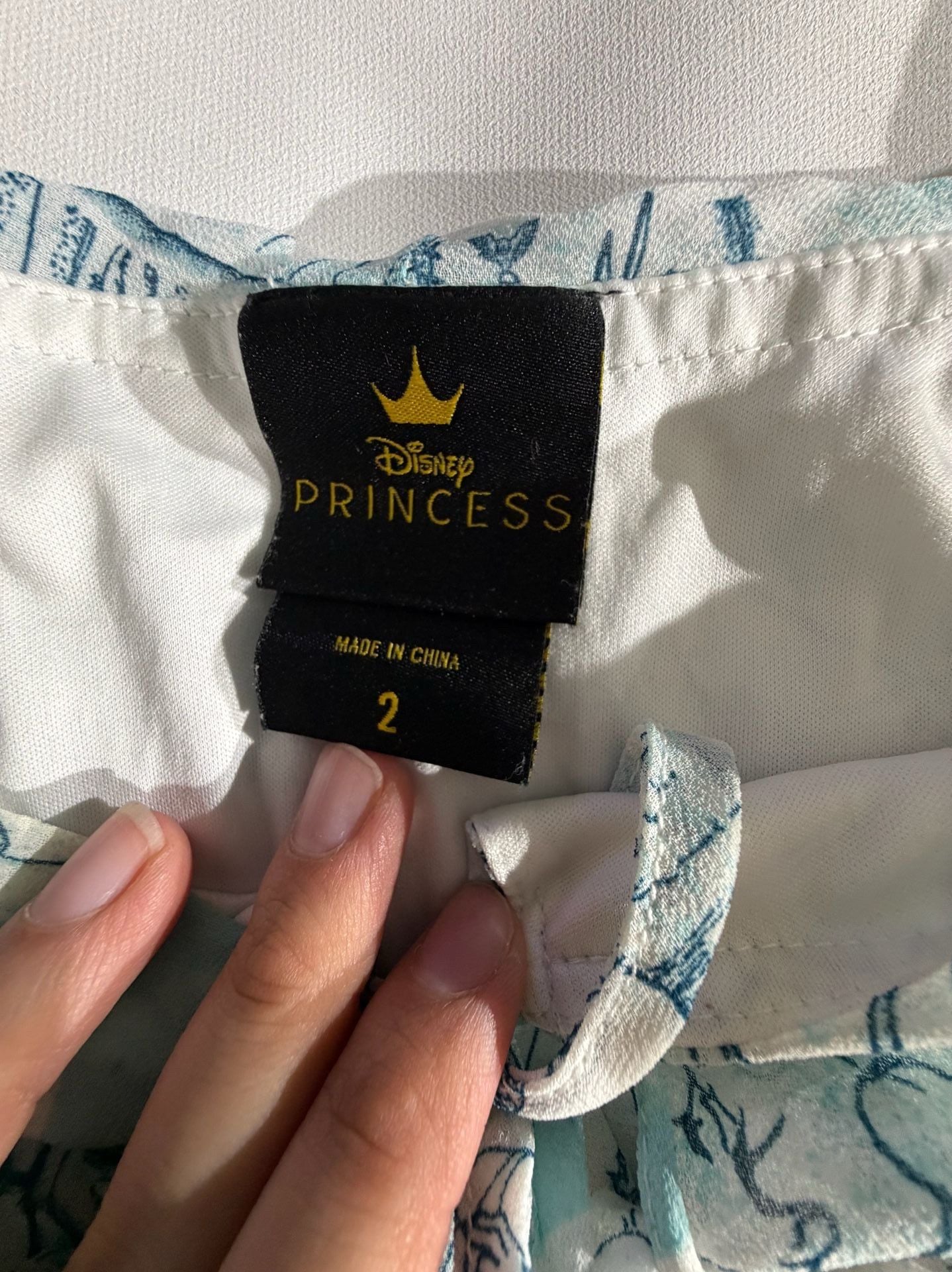 Disney Princess Cinderella Blue White Cold Shoulder Top Size 2 2