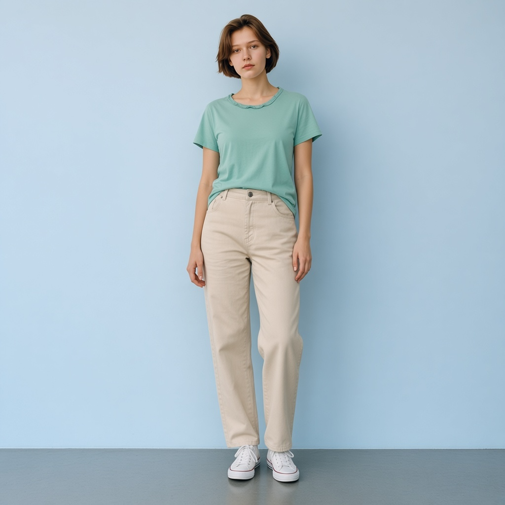Talbots Scallop Neck T-Shirt Size L Light Blue Cotton Short Sleeve 2