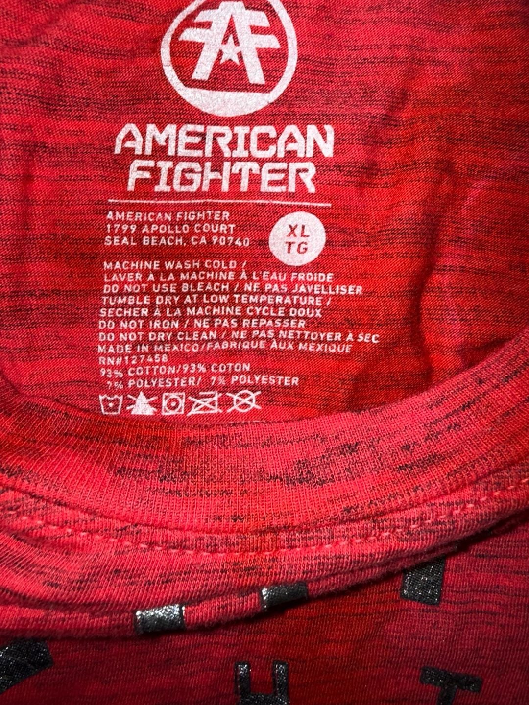 American Fighter Graphic T-Shirt XL Red Cotton Blend 4