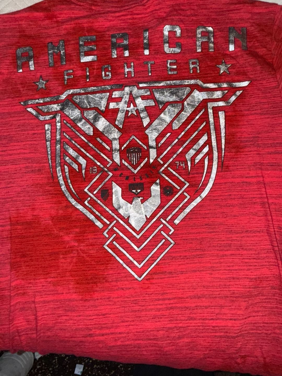 American Fighter Graphic T-Shirt XL Red Cotton Blend 5