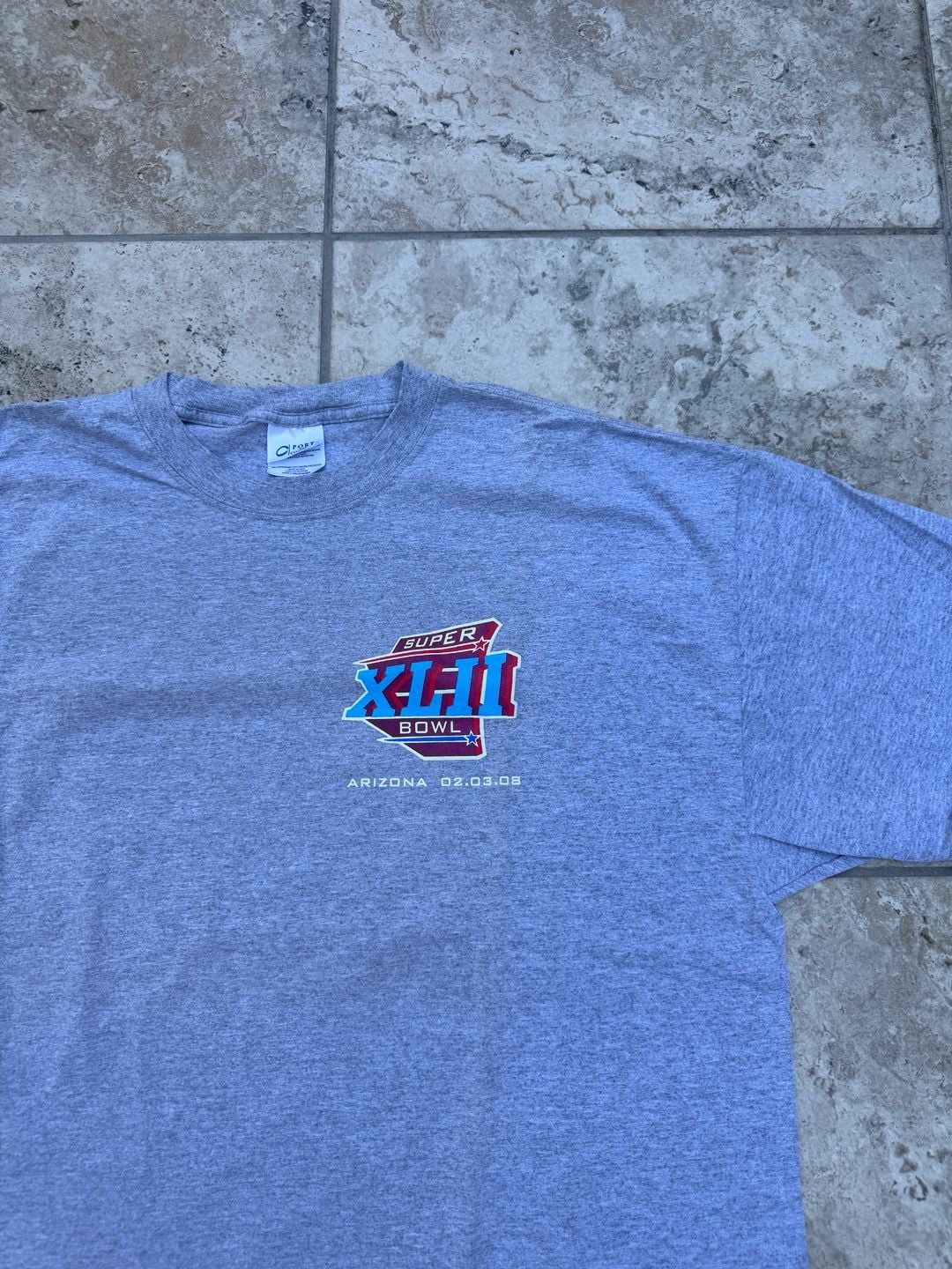 Port & Company Super Bowl XLII T-Shirt Size 2XL Grey Patriots Giants 3