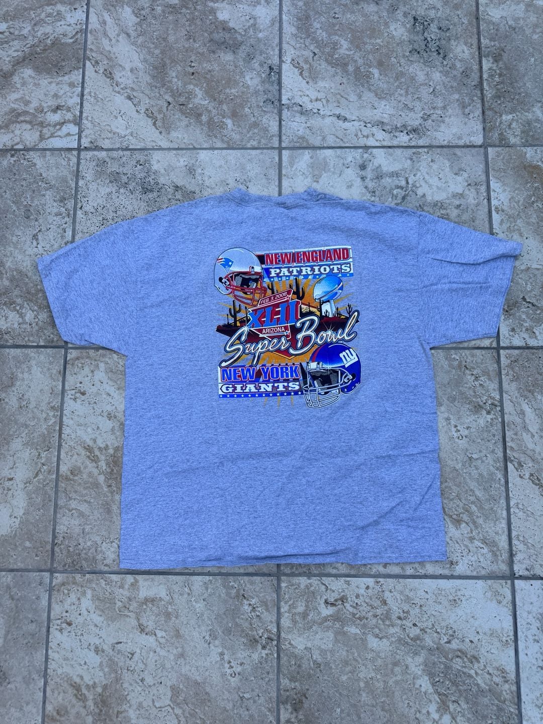 Port & Company Super Bowl XLII T-Shirt Size 2XL Grey Patriots Giants 5