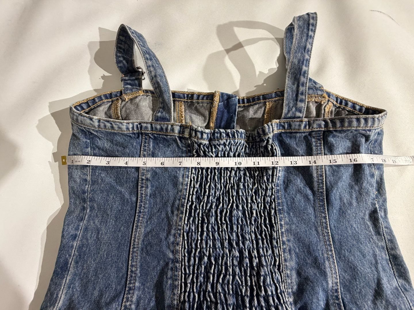 ZARA Denim Cargo Top Corset Buckle Straps Blue Size XL 4