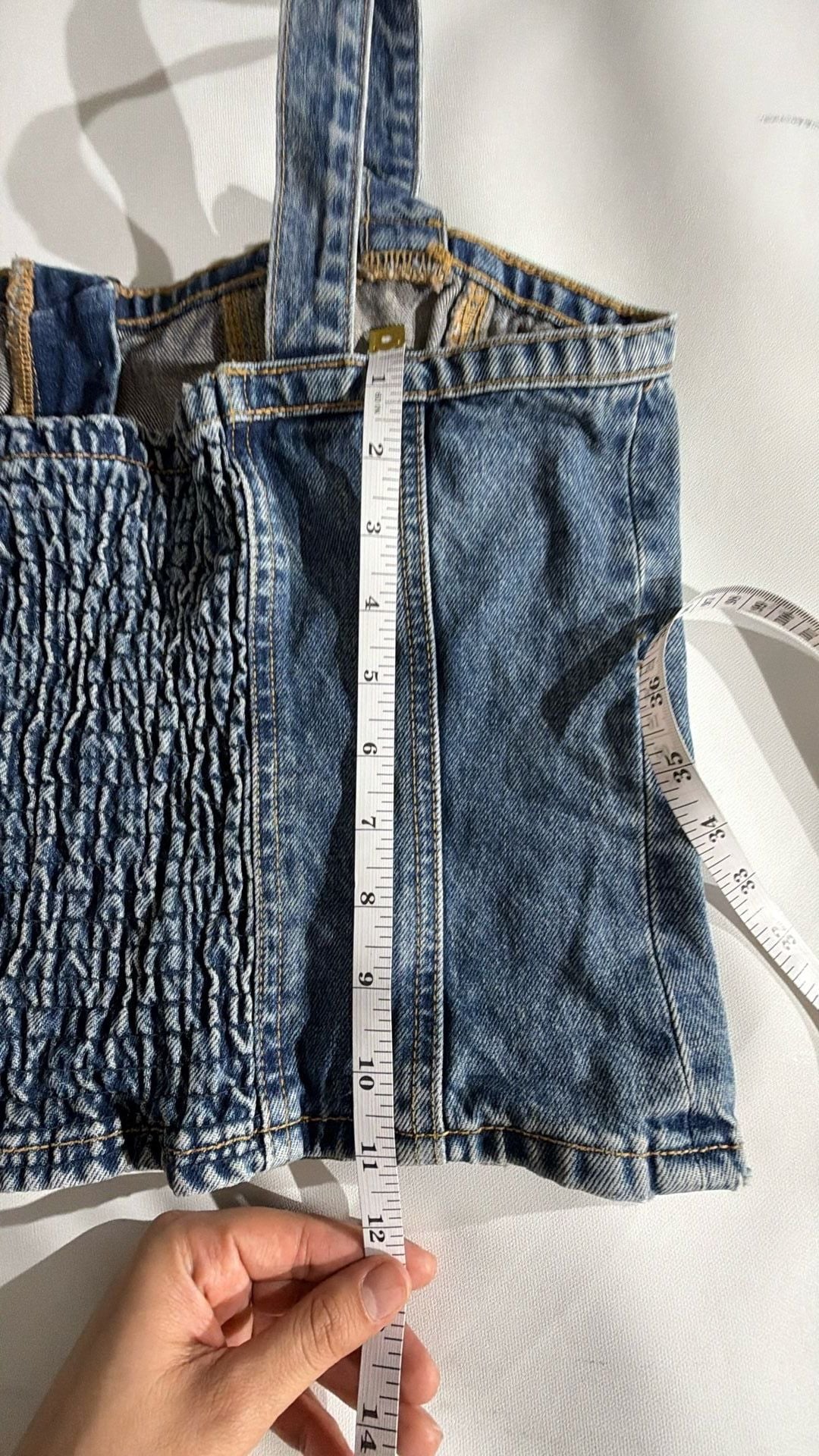 ZARA Denim Cargo Top Corset Buckle Straps Blue Size XL 5