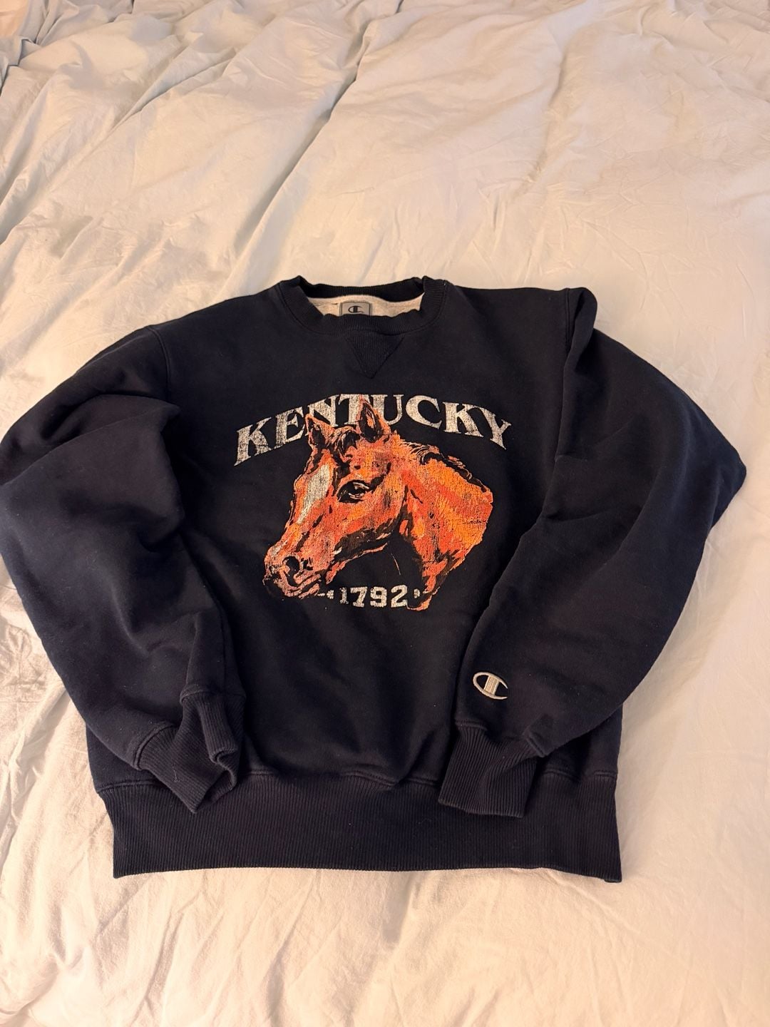 Horse Sweater Champion Kentucky Equestrian Sweatshirt Size S Navy Blue Crewneck 2