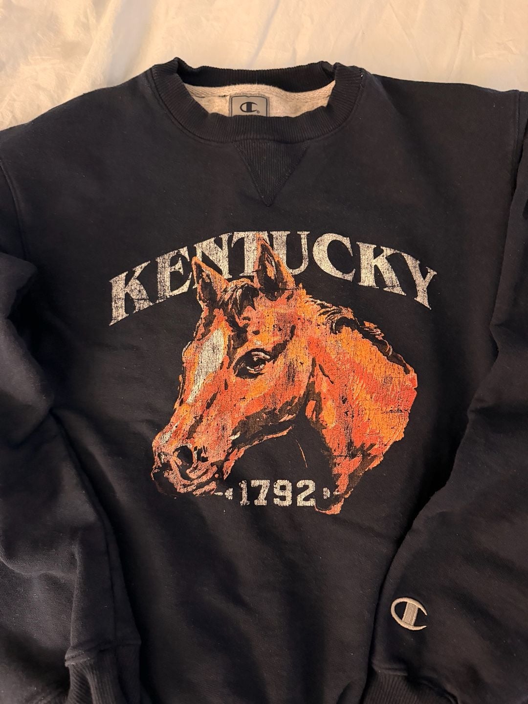 Horse Sweater Champion Kentucky Equestrian Sweatshirt Size S Navy Blue Crewneck 7