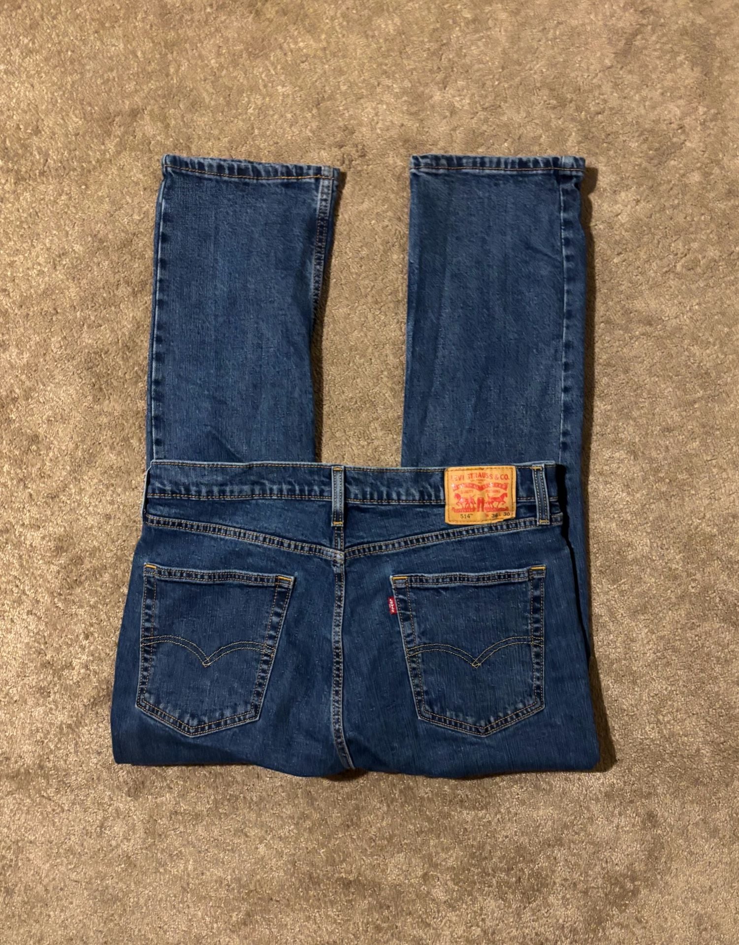 Levi's 514 Straight Fit Blue Jeans Medium Wash Denim Pants Men's Size 36x30 4