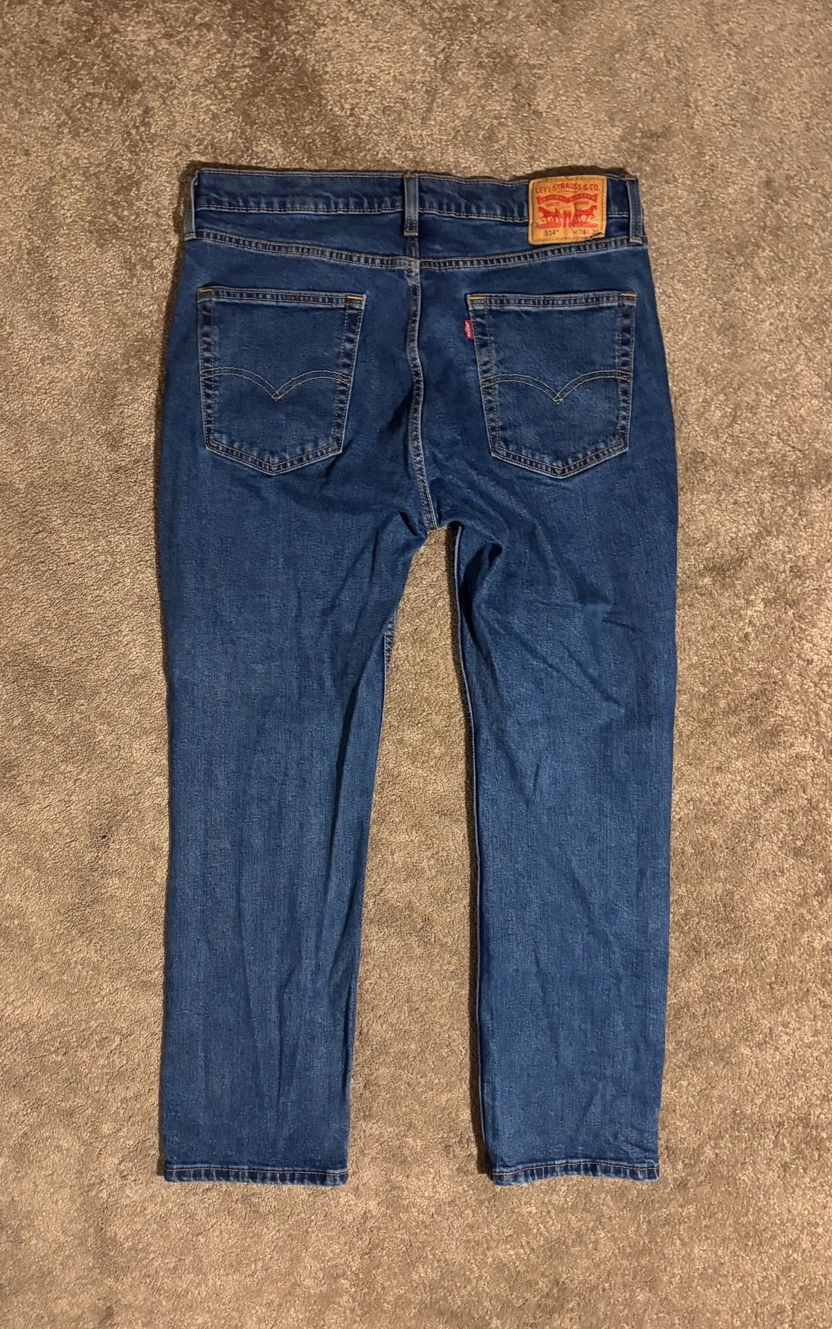 Levi's 514 Straight Fit Blue Jeans Medium Wash Denim Pants Men's Size 36x30 5